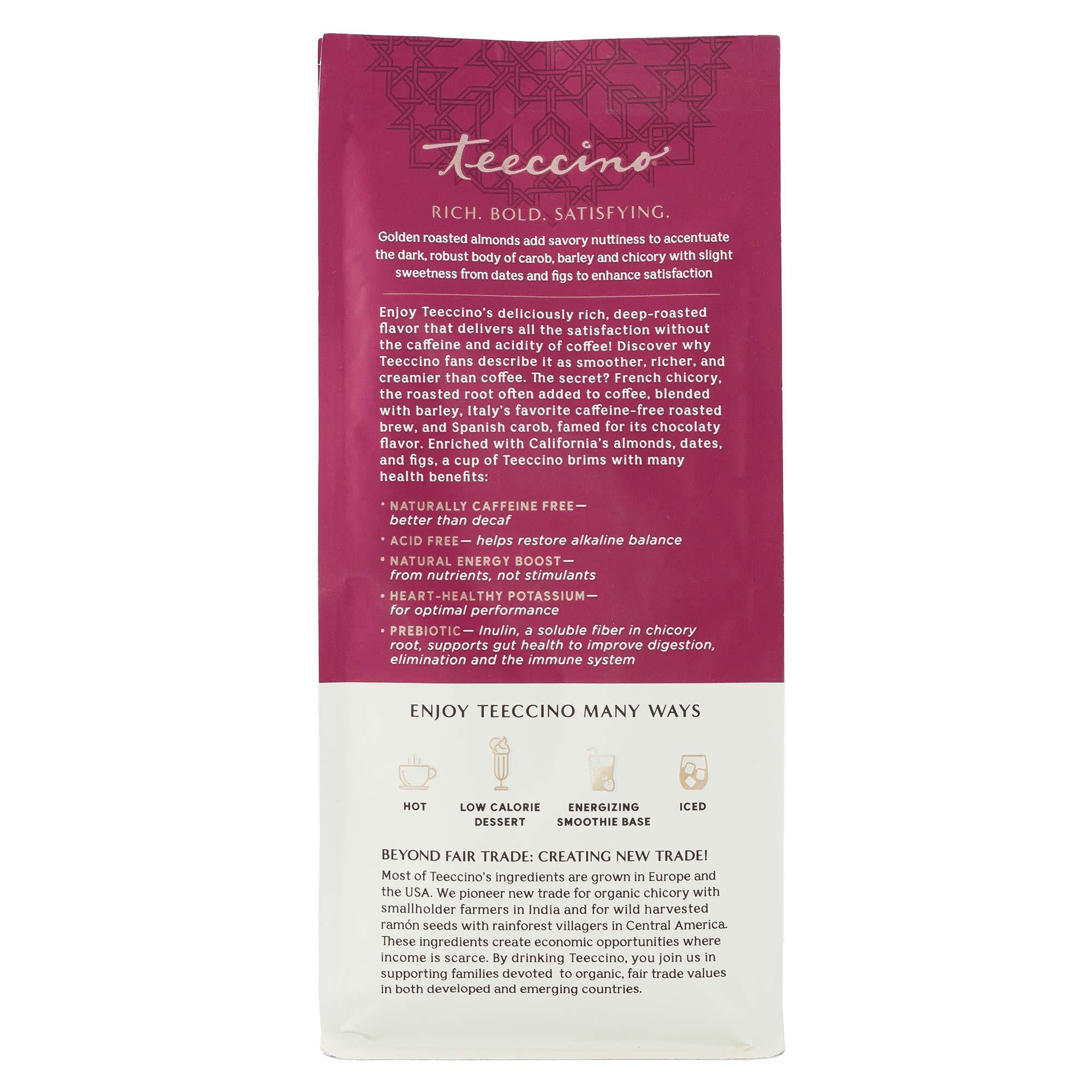 Teeccino Teeccino Raspberry Mocha Chicory Coffee Alternative - Ground Herbal Coffee Thats Prebiotic, Caffeine Free & Acid Free, Dark Roast, 11 Ounce (Pack of 3)