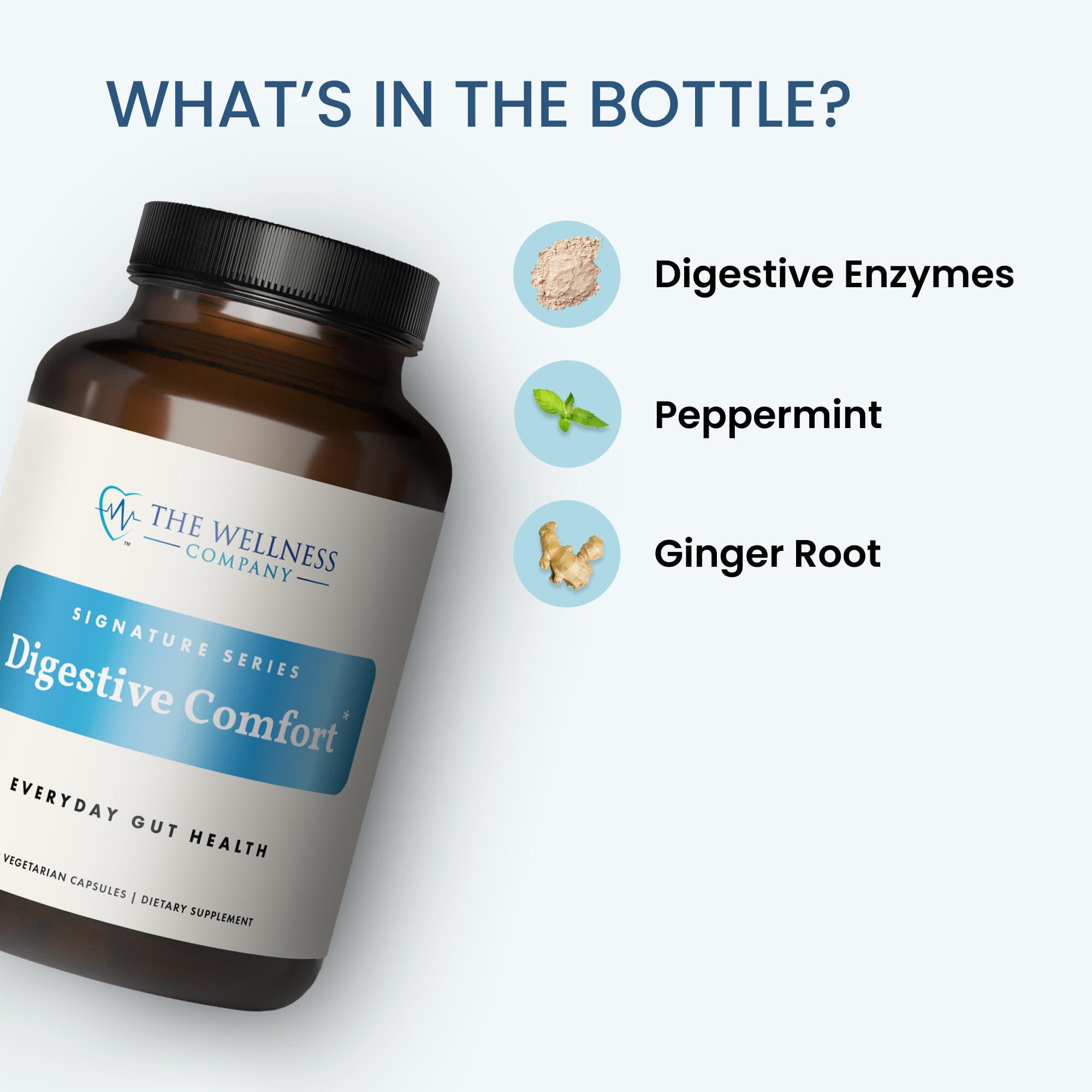 The Wellness Company The Wellness Company Digestive Comfort | 120 ct (2 Month Supply) | Relief for Digestive Bloat and Gas with All-Natural Digestive Enzymes | Non-GMO, Vegan, Gluten Free | for Healthy, Smooth Digestion