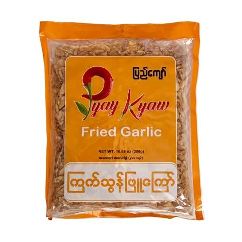 Generic Pyay Kyaw Myanmar Fried Garlic for Asian Vietnamese Thai Burmese Cuisine Tea Leaf Salad Crunchy Condiment 10.58oz