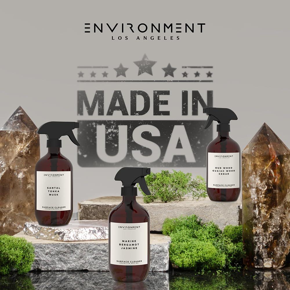 Stone Candles ENVIRONMENT Inspired by 5-Star Hotels HCS Surface Cleaner, 16oz Luxury Surface Cleaner (Sandalwood | Vanilla | Amber) Home Essentials, Scented Cleaning Products, Vegan & Cruelty-Free