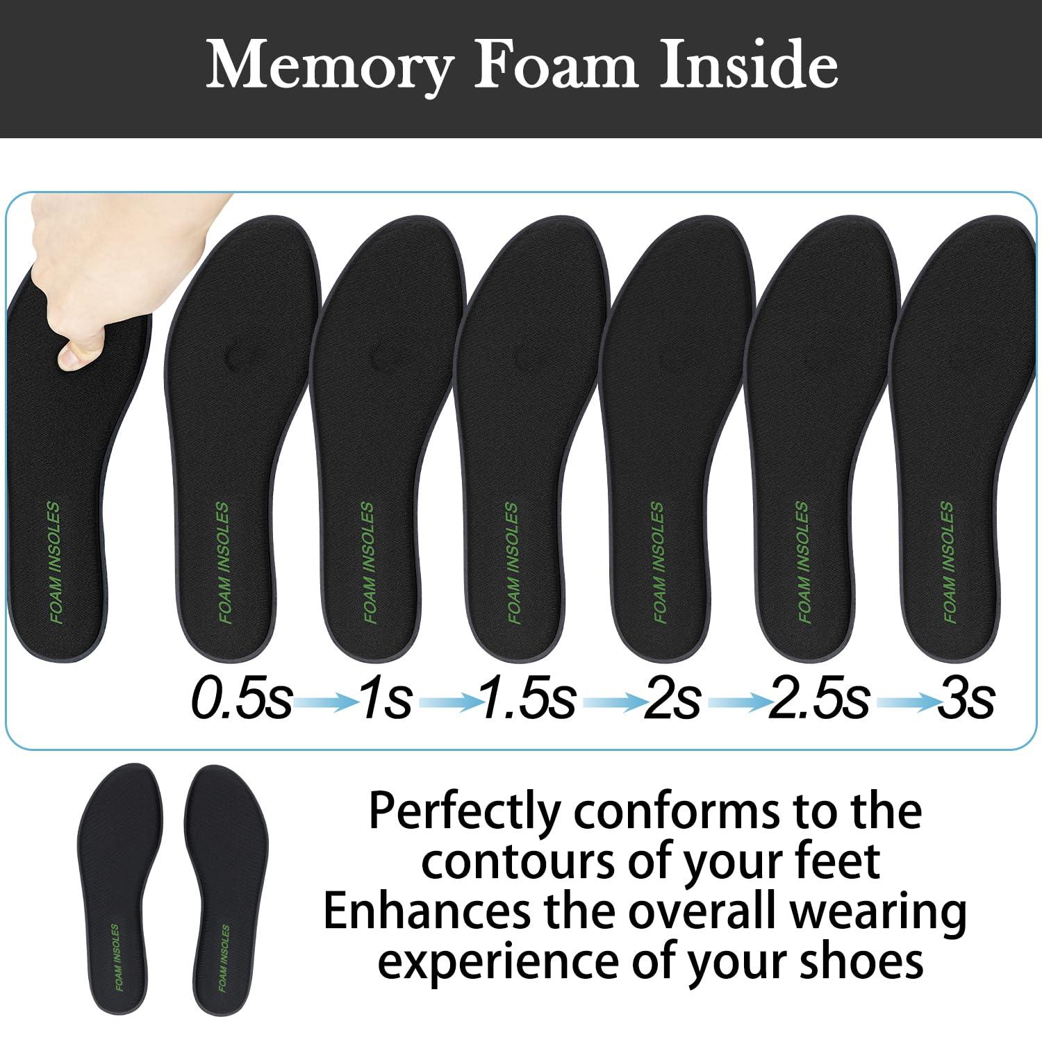 Endoto Memory Foam Insoles for Skechers Shoes, Replacement Inserts for Sneakers, Cushioned Inner Soles for Comfort and Foot Pain Relief(Color:Black,Size:US Women6-EU36)