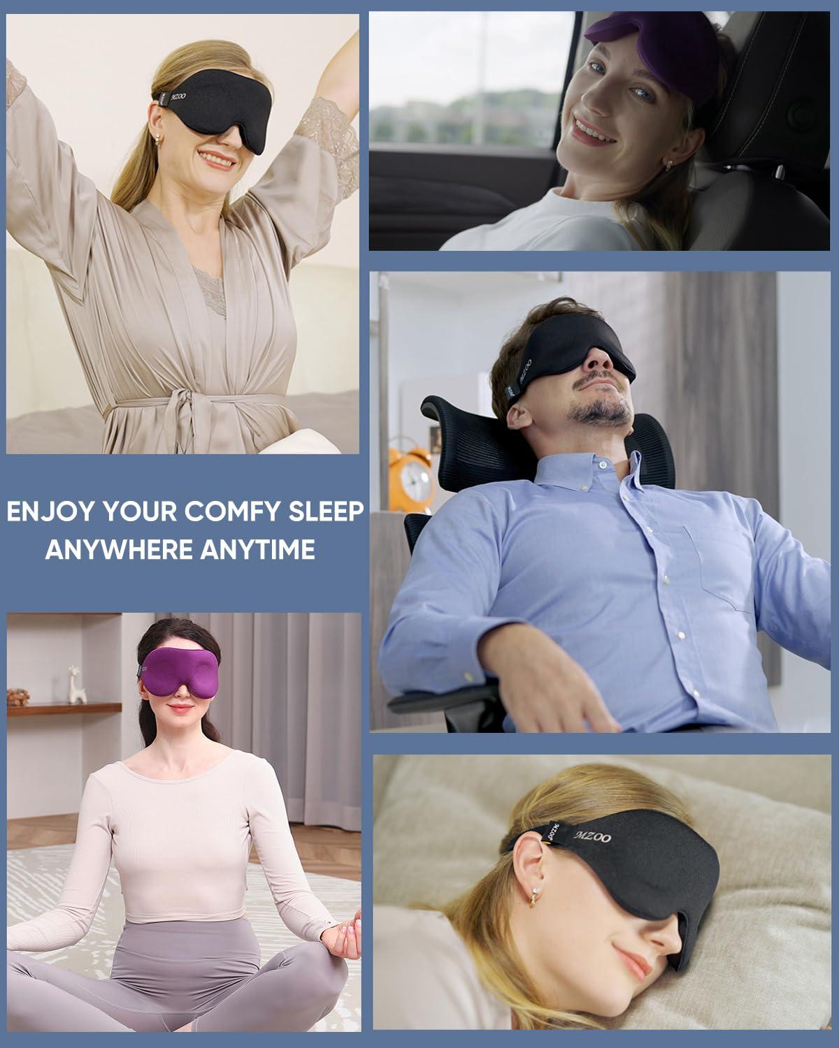 MZOO MZOO Sleep Eye Mask for Men Women, Zero Eye Pressure 3D Sleeping Mask, 100% Light Blocking Patented Design Night Blindfold, Soft Eye Shade Cover for Travel, Red