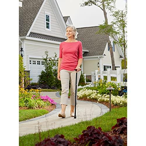 Carex Carex Folding Adjustable Handle Cane with Walnut Handle - Foldable Walking Cane for Women and Men - Adjustable Height (33" - 37"), Anti-Slip Rubber Tip