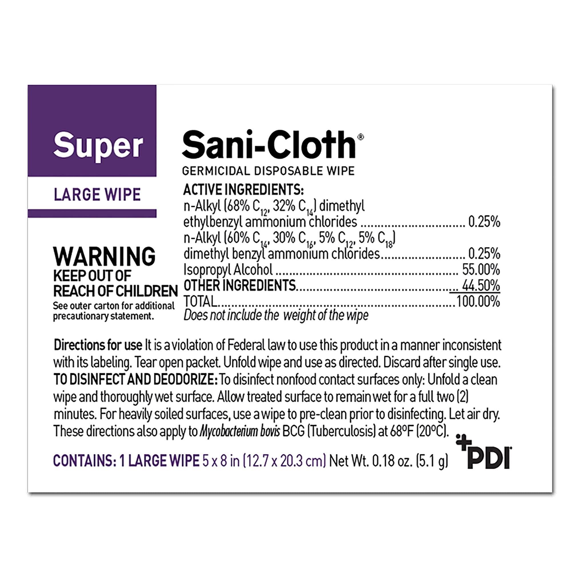 SANI CLOTH Germicidal Disposable Cloth Wipes, Large Wipes, 5\"x8\", 50 Individually Wrapped