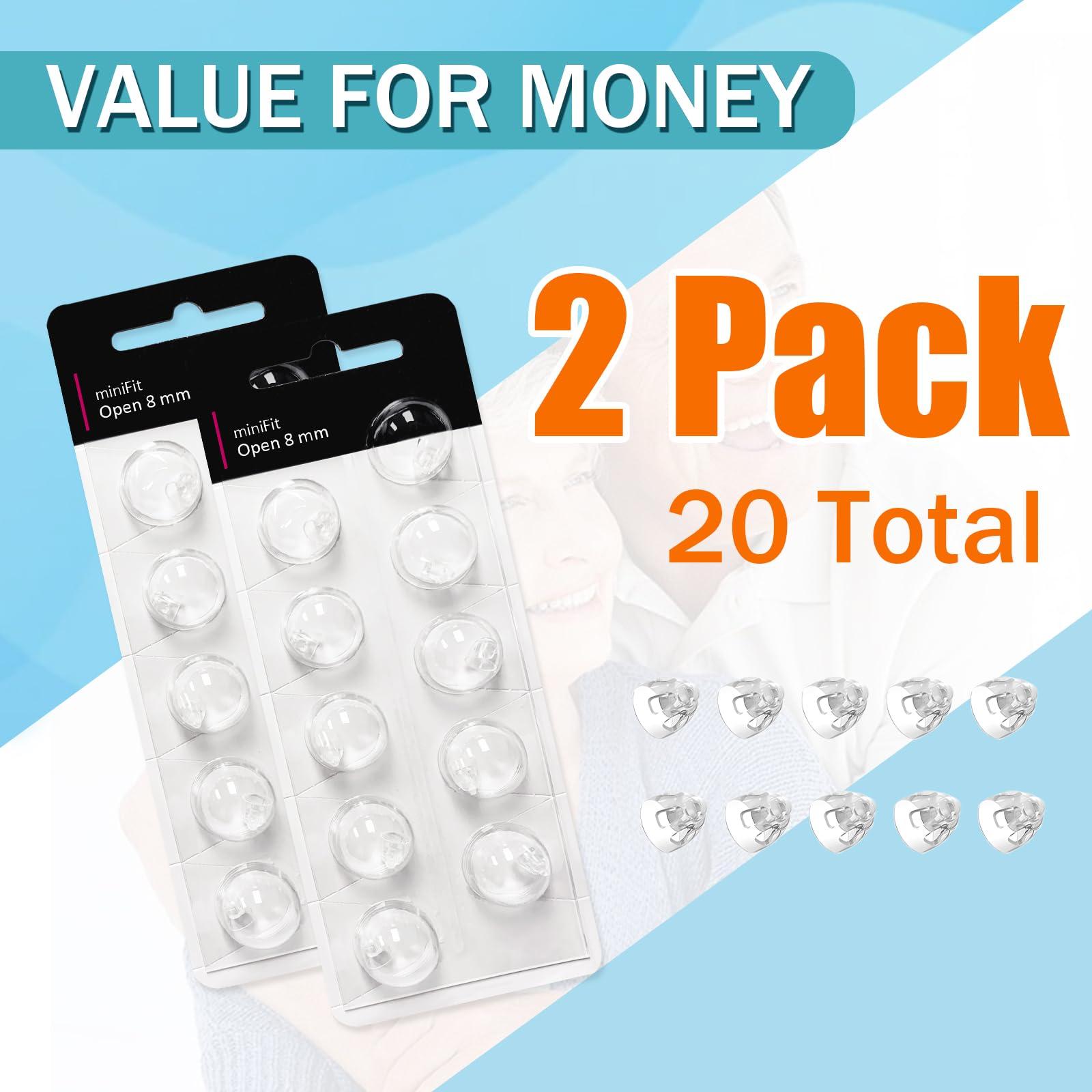 Phirunty (20 Pcs) Hearing Aid Domes Accessories for Oticon Replacements, Oticon MiniFit (Open 8mm) Domes, Universal Domes for Oticon Hearing Aid Supplies Kits, Fit Aid Parts for Optimal Performance