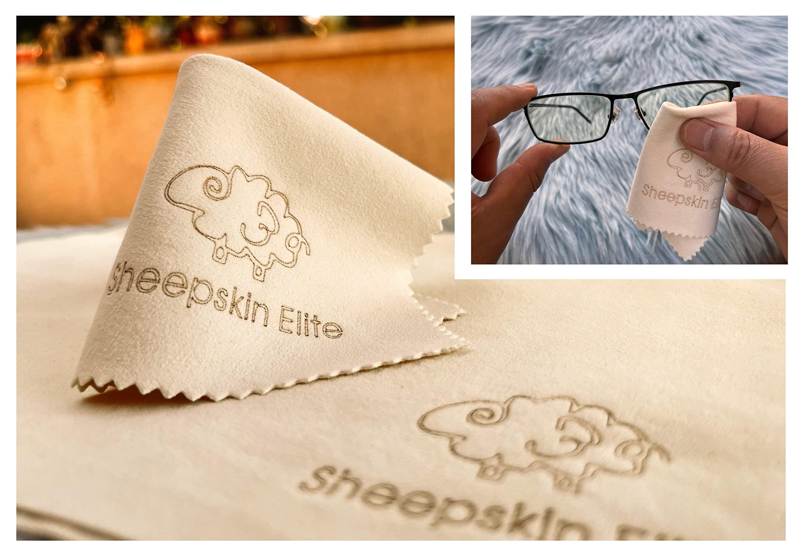SHEEPSKIN ELITE Natural Chamois Leather Eyeglass Cleaning Cloth Camera Lens Cleaning Cloths Screen Cleaning Cloth Glasses Cleaning Cloth Tablets Chamois Cleaning Cloths for Eyeglasses (3 Packs, 2 Large, 1 Small)