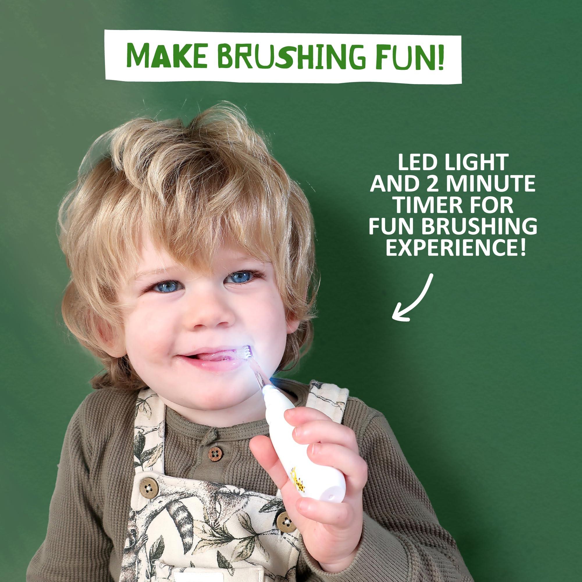 JACK N' JILL ................. SINCE 1949 Jack N\' Jill Tickle Tooth Sonic Electric Toothbrush with Replacement Head - Gentle Cleaning, Made for Tiny Teeth, LED Inspection Light, for Babies & Kids, Extra Soft Bristles - (1 Pack)