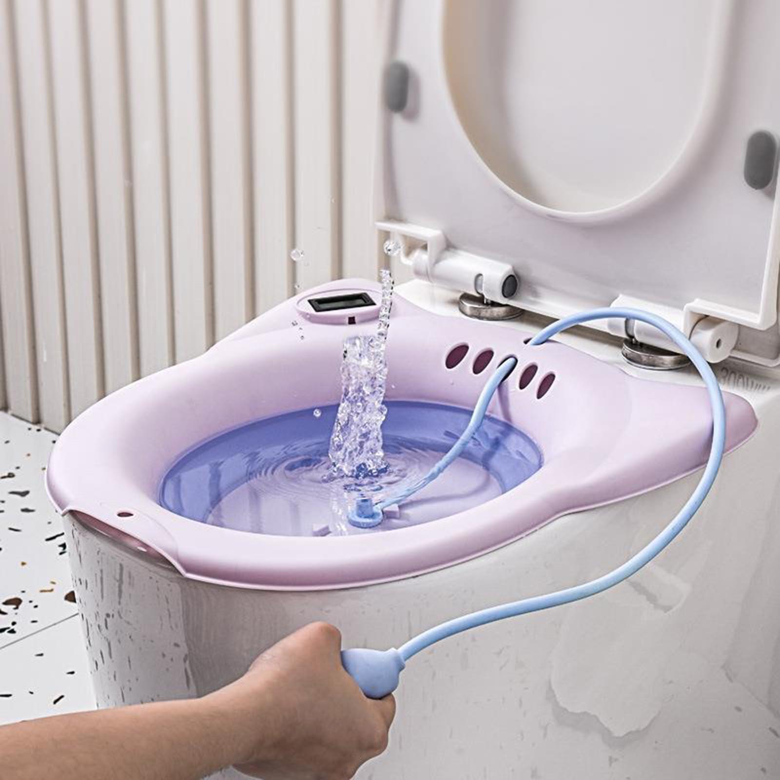 ZJDYDY Electric Sitz Bath for Hemorrhoids Toilet Seat Postpartum Care Sitz Bath Tub for Adults Women Sits Bath Kit for Women Collapsible Flusher Hose Drain Holes,Blue