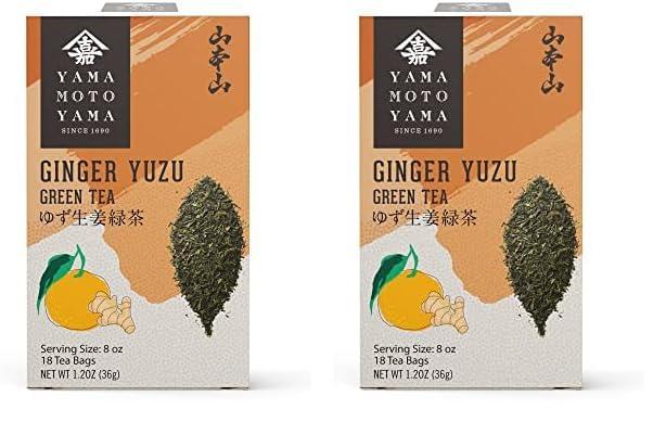 Yamamotoyama Yamamotoyama Ginger Yuzu Green Tea, 18 bags (Pack of 2)