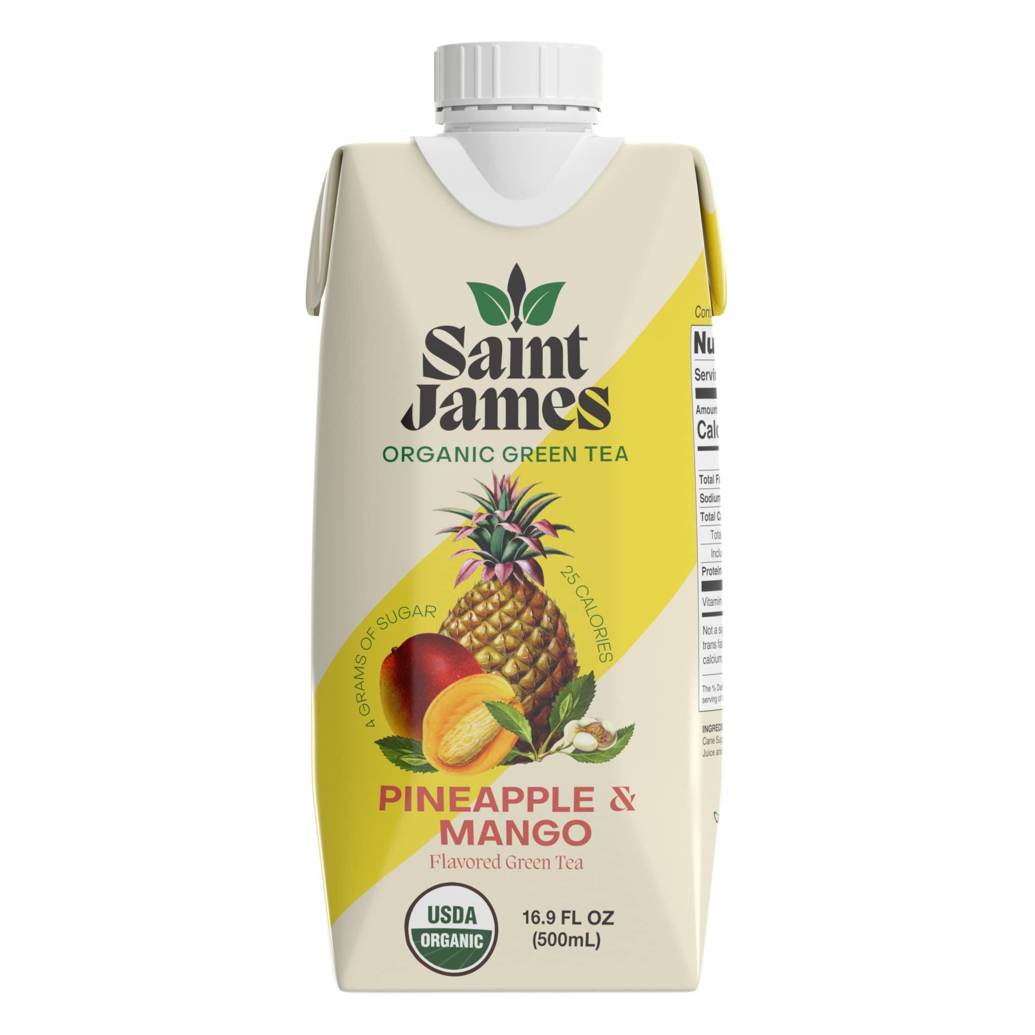 Saint James Iced Tea Saint James Iced Tea - Organic Green Tea - Non GMO, Gluten Free, Low Calorie & Low Sugar - Pineapple & Mango, 12 Pack (16.9 fl oz each)
