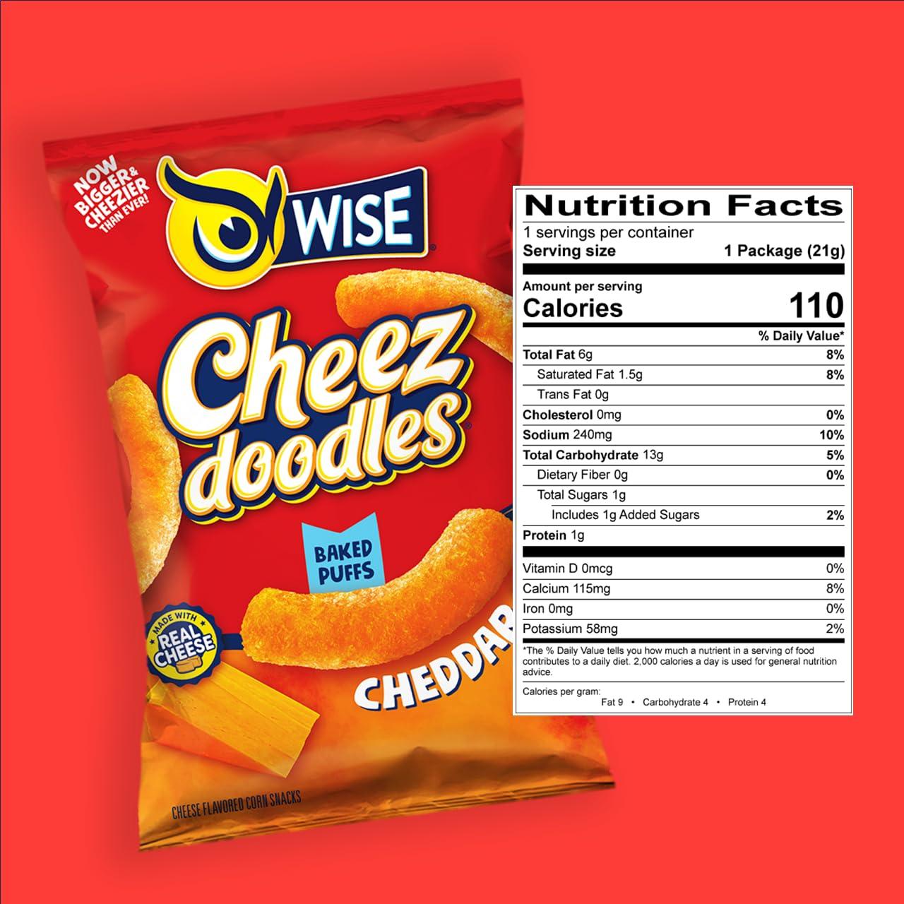 Wise Wise: Puffed Cheez Doodles Made With Real Cheese Corn Snacks, 9.5 Oz