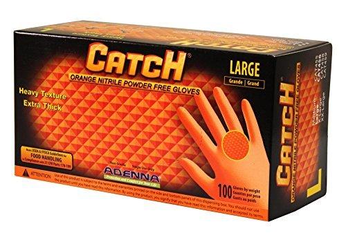 Adenna Adenna DLG678 Dark Light 9 mil Black X-Large Nitrile Exam Gloves Box of 90 and CAT456 Orange Large Raised Grip Nitrile Gloves Box of 100 Bundle