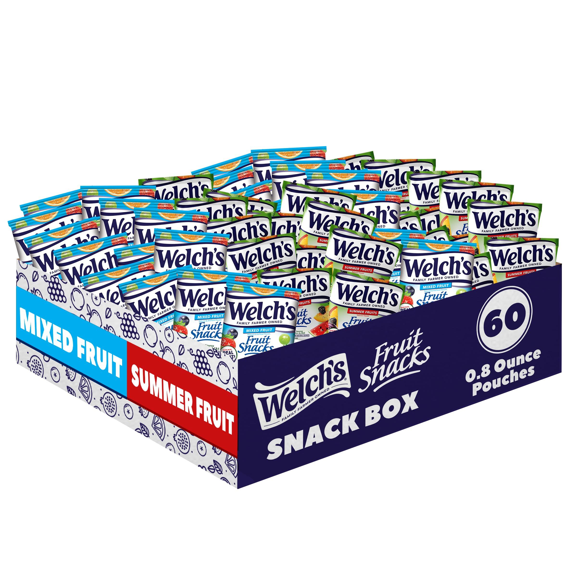 Welch’s Fruit Snacks Welch\'s Fruit Snacks, Mixed Fruit & Summer Fruits Variety Pack, Perfect for Valentine\'s Day, Bulk Pack, Gluten Free, Individual Single Serve Bags, 0.8 oz (Pack of 60)