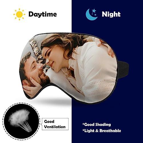 AMAPARK AMAPARK Custom Sleep Mask Add Your Own Design Personalized Photo Text Logo Soft Sleeping Masks for Men Women Wedding Anniversary Customized Gift, Blue Violet