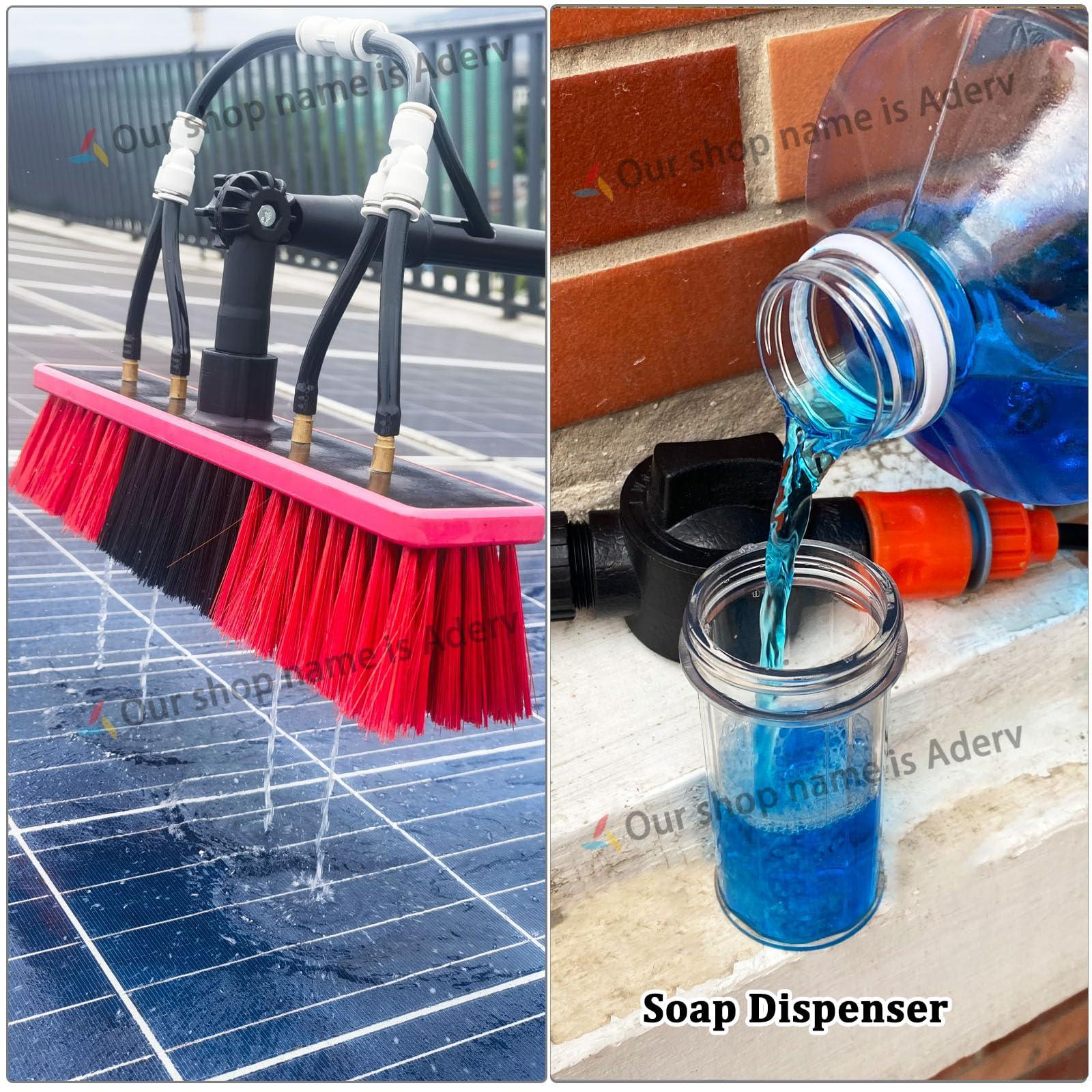 WWTSMYXGS 3.6-10.8 M Telescopic Brush, Water Fed Window Cleaning Pole, Soap Dispenser, Window Cleaning Pole, Water Fed Telescopic Brush, Window Roof Cleaning Equipment (55cm Brush,3.6M)