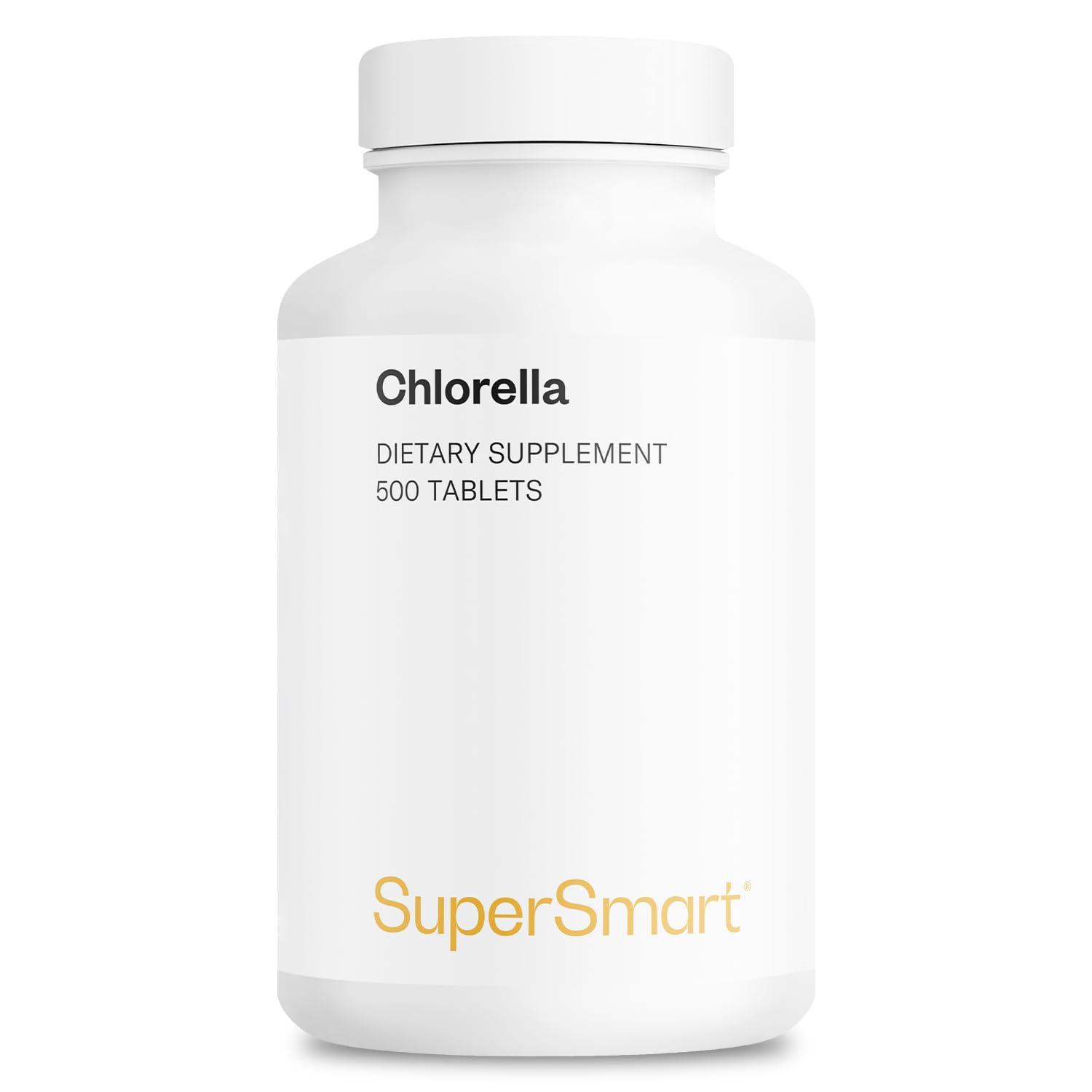 super smart Supersmart - Chlorella Supplement 4 g per Day (Easy-to-Take) - Rich in Vitamin B2, B9, B12 & Iron - High Chlorophyll Concentration | Non-GMO & Gluten Free - 500 Tablets