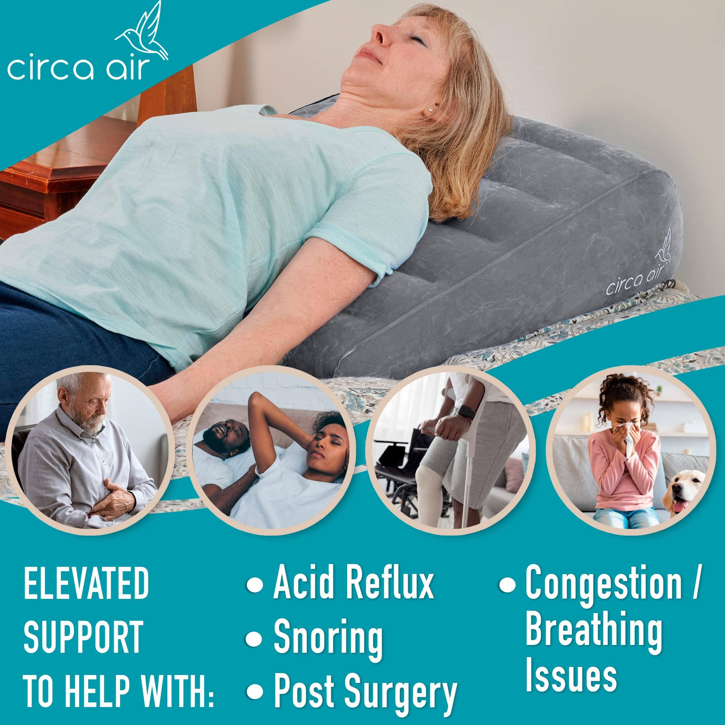 Circa Air Circa Air Inflatable Wedge Pillow for Travel - Plus Pillow Case. Sleep Better with Incline Pillow Wedges for Acid Reflux, GERD, Snoring. Travel Wedge Pillow for Leg Elevation, Knee and Back Support