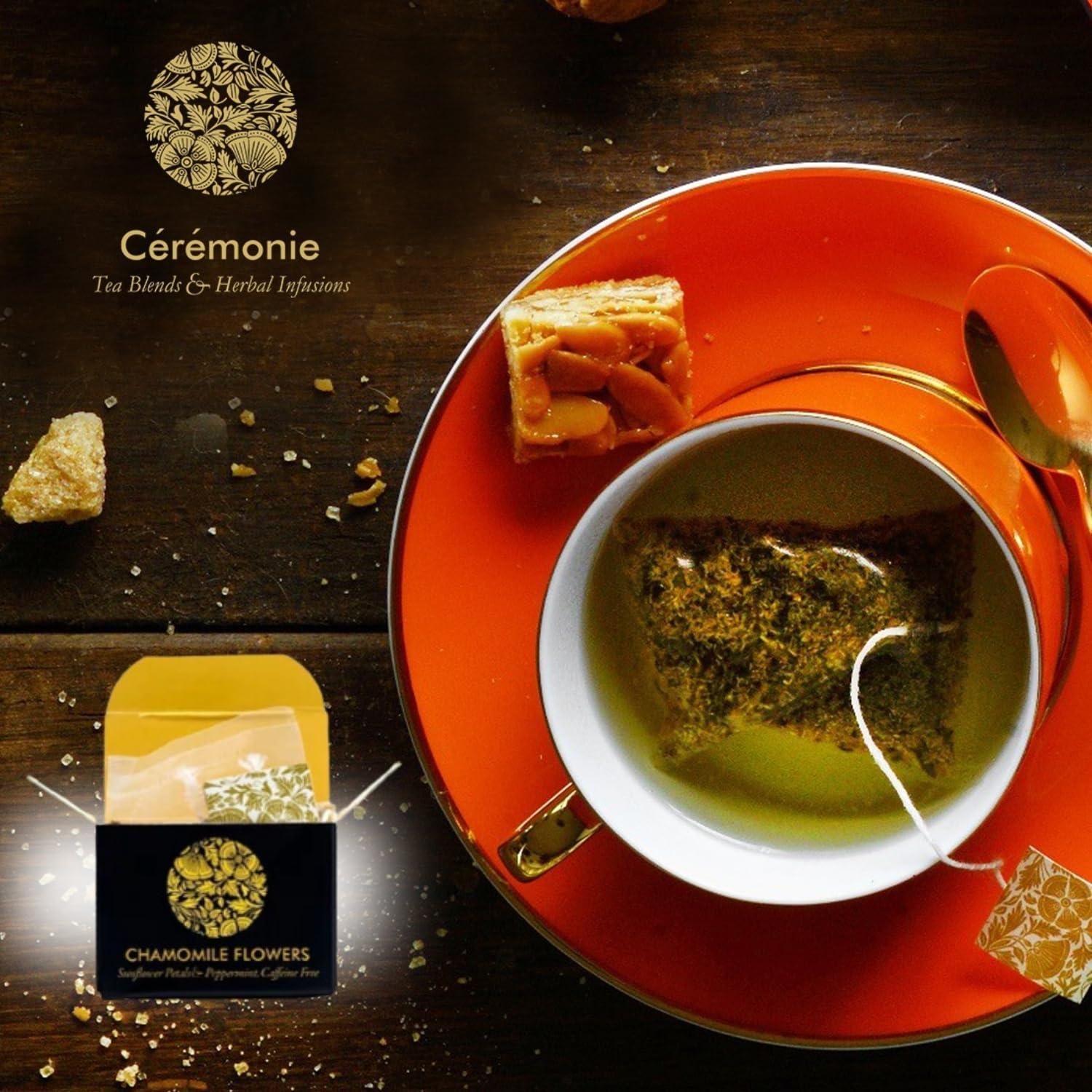 CÉRÉMONIE TEA BLENDS & HERBAL INFUSIONS Ceremonie Tea Gourmet Variety Sampler Pack - A Collection of 10 Assorted Single Serve Flavors - 20 Petite Mini Cubes with 2 Cubes of each Flavor - Ideal Gift for Tea Lovers