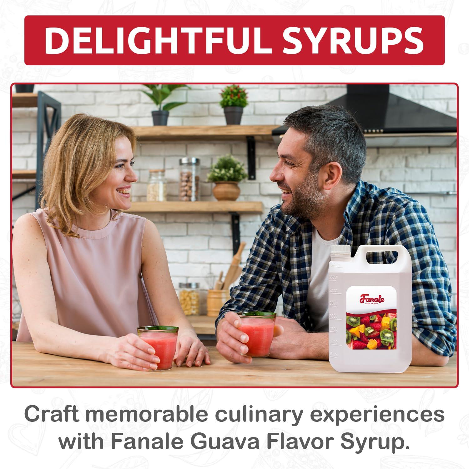 Fanale Fanale Premium Flavoring Concentrated Syrup for Bubble Tea 11 lb | Guava Flavor Syrup | for Boba Tea, Smoothies, Slushes, Desserts | 11lb | Pack of 4 | SRP210-CS