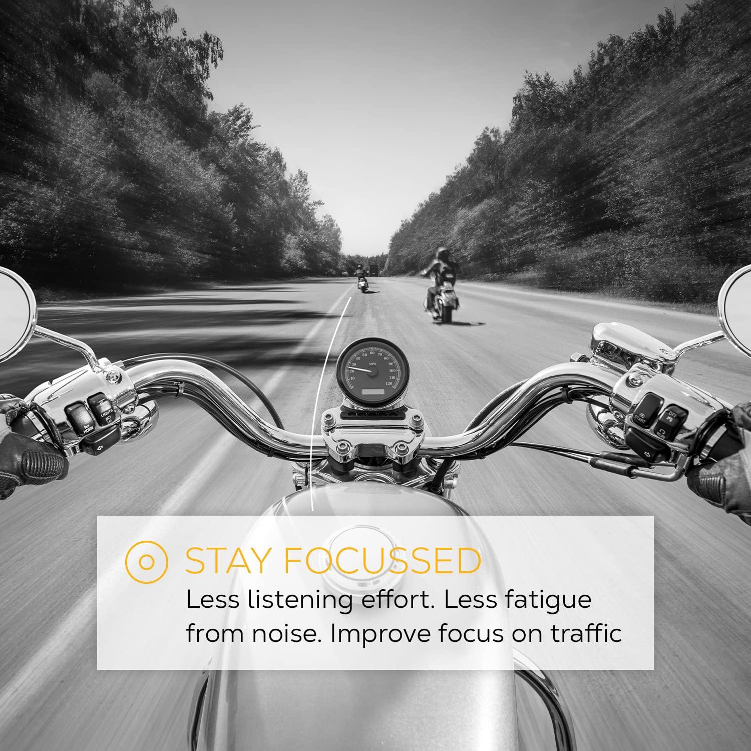 Shush Shush Biker Earplugs - High Performance Hearing Protection Against Wind Noise - Ceramic Filter (SNR 24dB) for Superior Sound Quality - Better Focus - Reusable Over 365 x Ochre Yellow