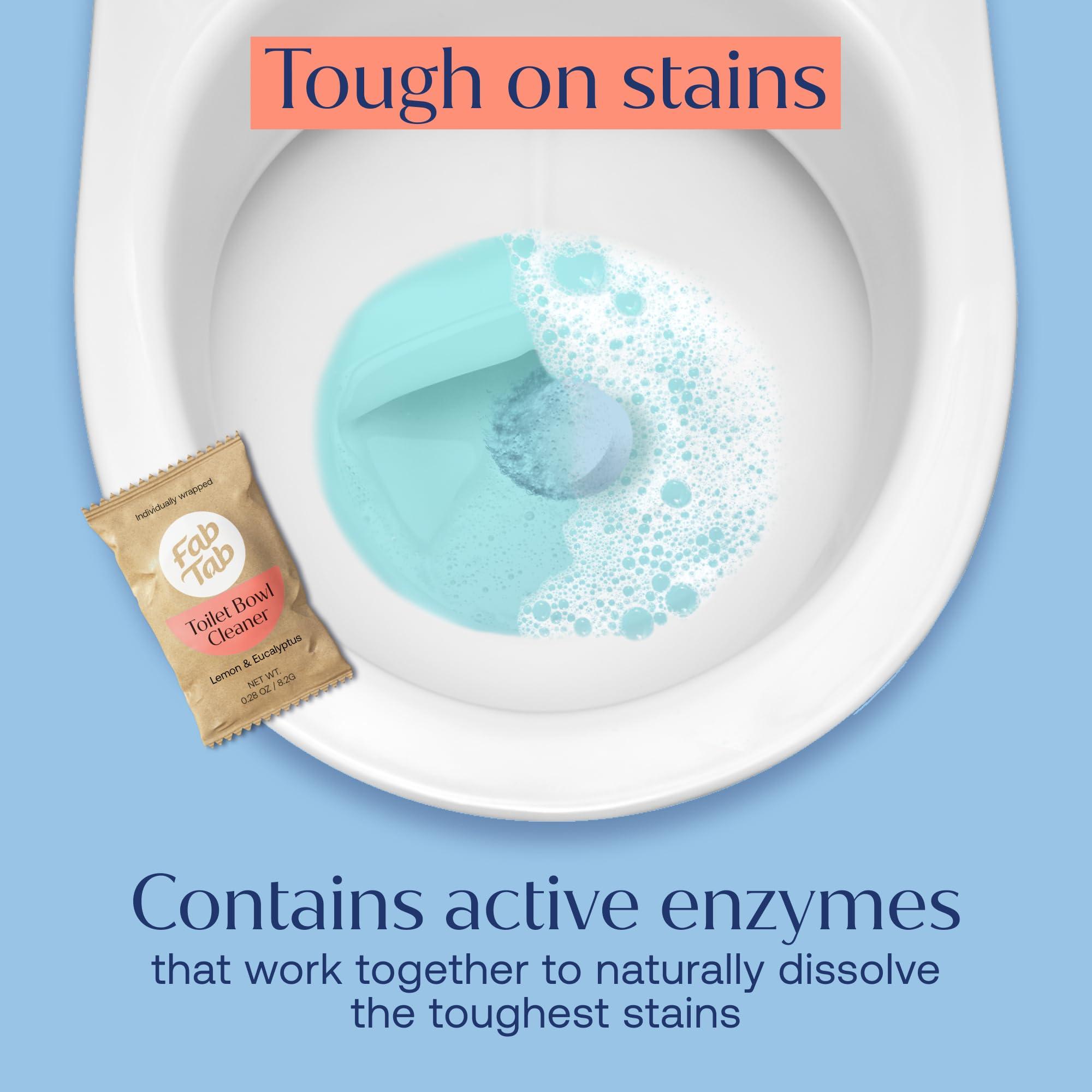 Fab Tab Fab Tab Toilet Bowl Cleaner Tablets- No Harsh Chemicals | Removes Rust & Stains | Natural Cleaning Products | Family and Pets approved Plastic-Free