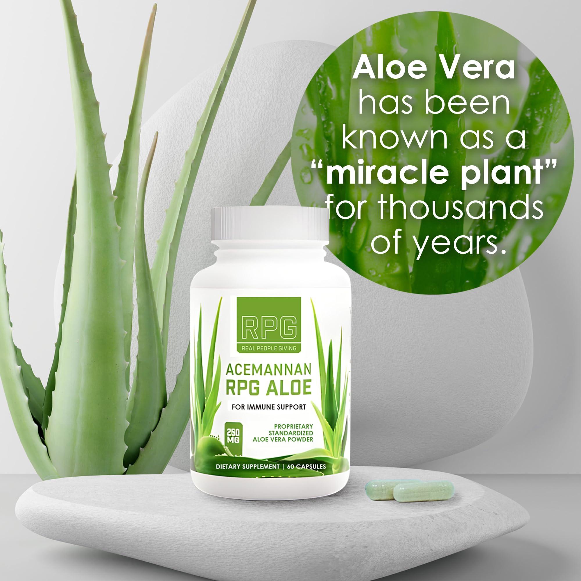 RPG Super Coffee RPG Acemannan Aloe Vera Capsules - Aloevera Dietary Supplement with Immune and Gut Support Aloe Vera Powder Capsule - 60 Pills (250 MG)