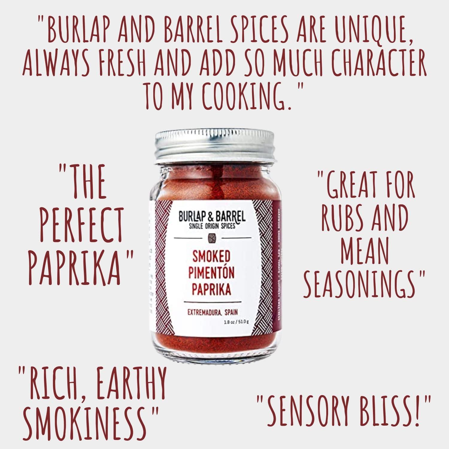 Burlap & Barrel Burlap & Barrel Smoked Pimentn Paprika - As Seen On Shark Tank! - Rich, Smoky Flavor, Savory Depth With Mild Heat - Smoked Paprika Powder, Paprika Seasoning - 1.8oz Glass Jar