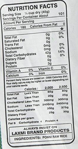 Laxmi Laxmi All-Natural Ponni Raw (Like Gold) Rice, 10lb Bag