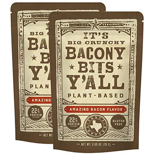 It's Jerky Y'all All Y\'alls Foods Plant Based Bacon Bits | Big and Crunchy Vegan Snacks | Non-GMO, Gluten Free, High Protein, Vegetarian (2 Pack)
