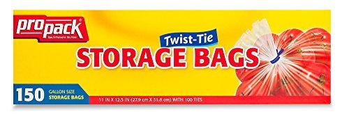 Propack ProPack Disposable Plastic Storage Bags With Original Twist Tie, 1 Gallon Size, 600 Bags, Great For Home, Office, Vacation, Traveling, Sandwich, Fruits, Nuts, Cake, Cookies, Or Any Snacks (4 Packs)