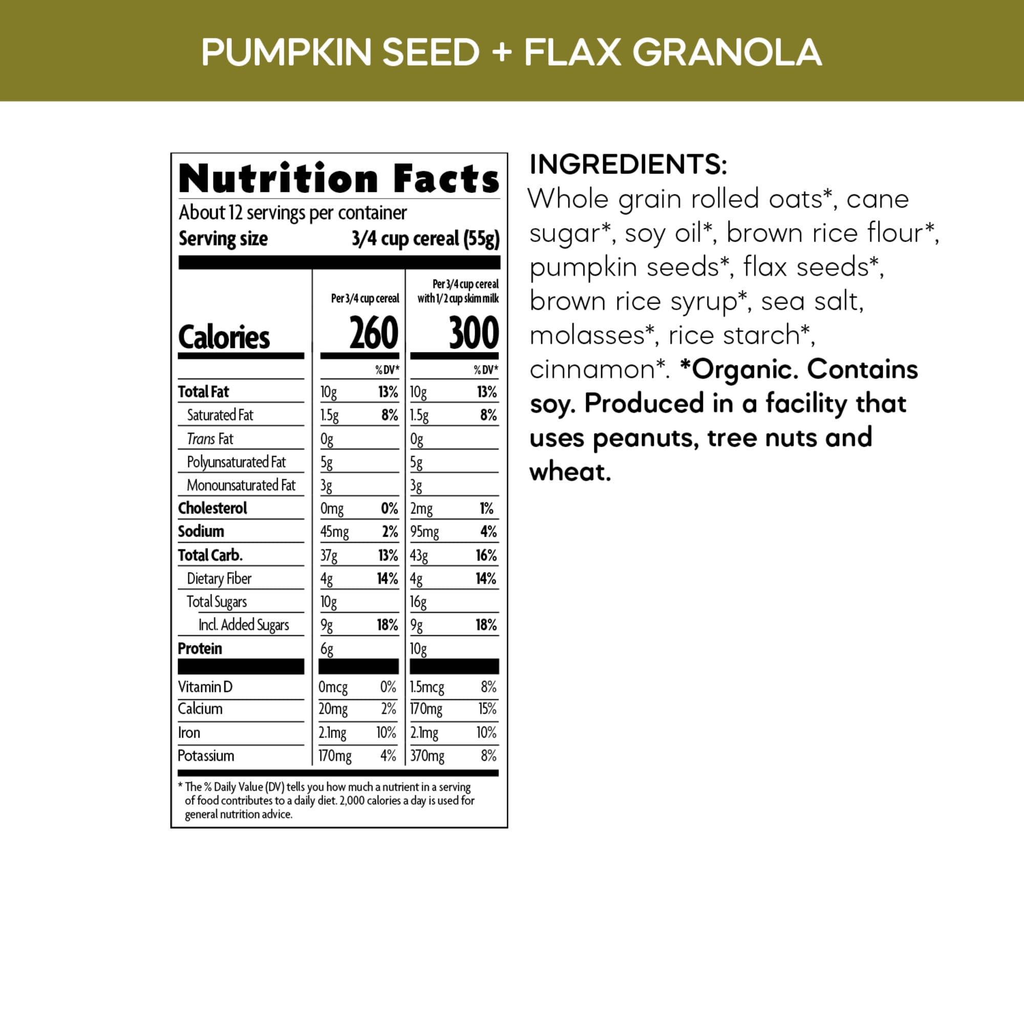 Nature's Path Nature\'s Path Organic Pumpkin Seed + Flax Granola, 11.5 oz (Pack of 1), Non-GMO