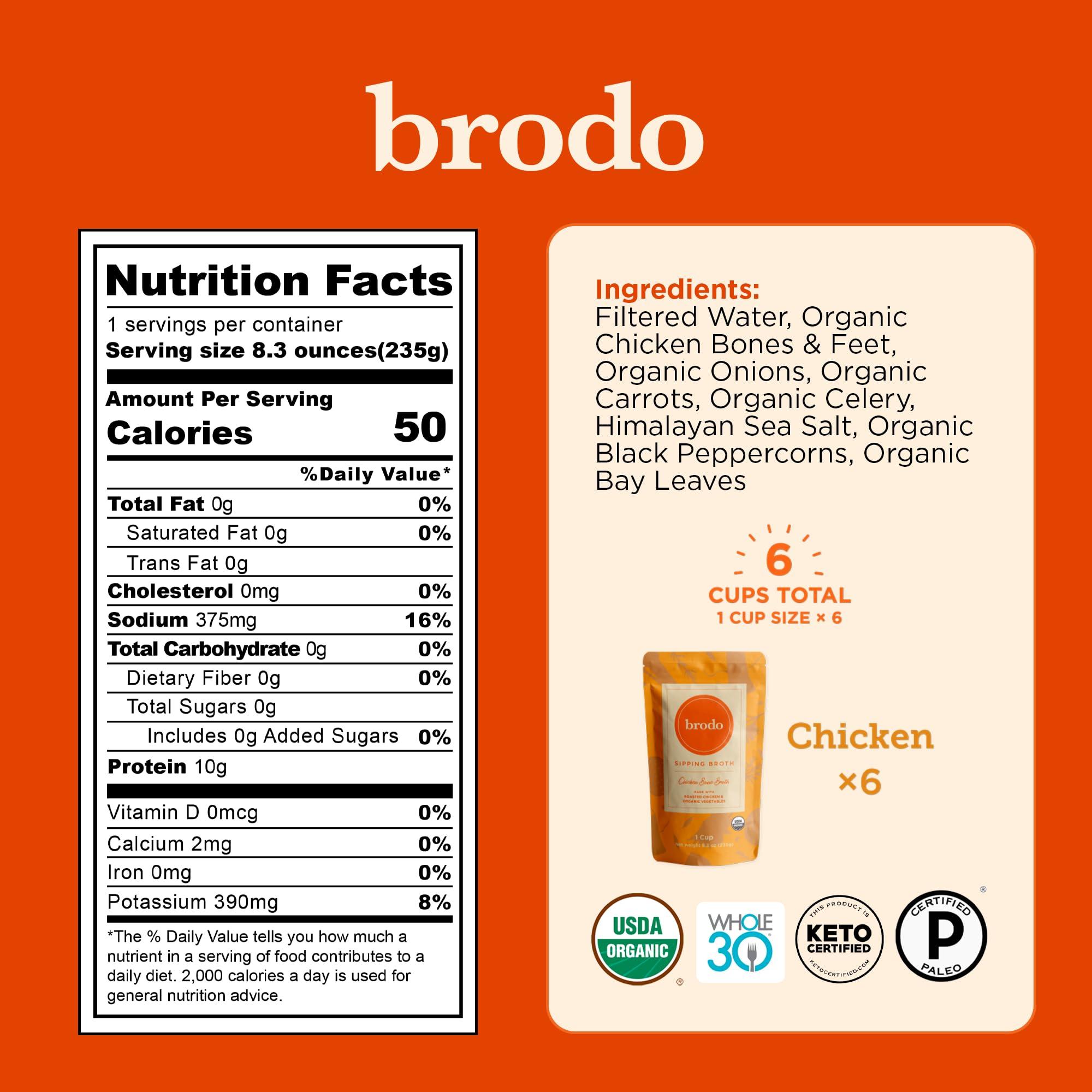 Brodo Brodo Chicken Broth (8.3 Ounce (Pack of 6), Organic Chicken)