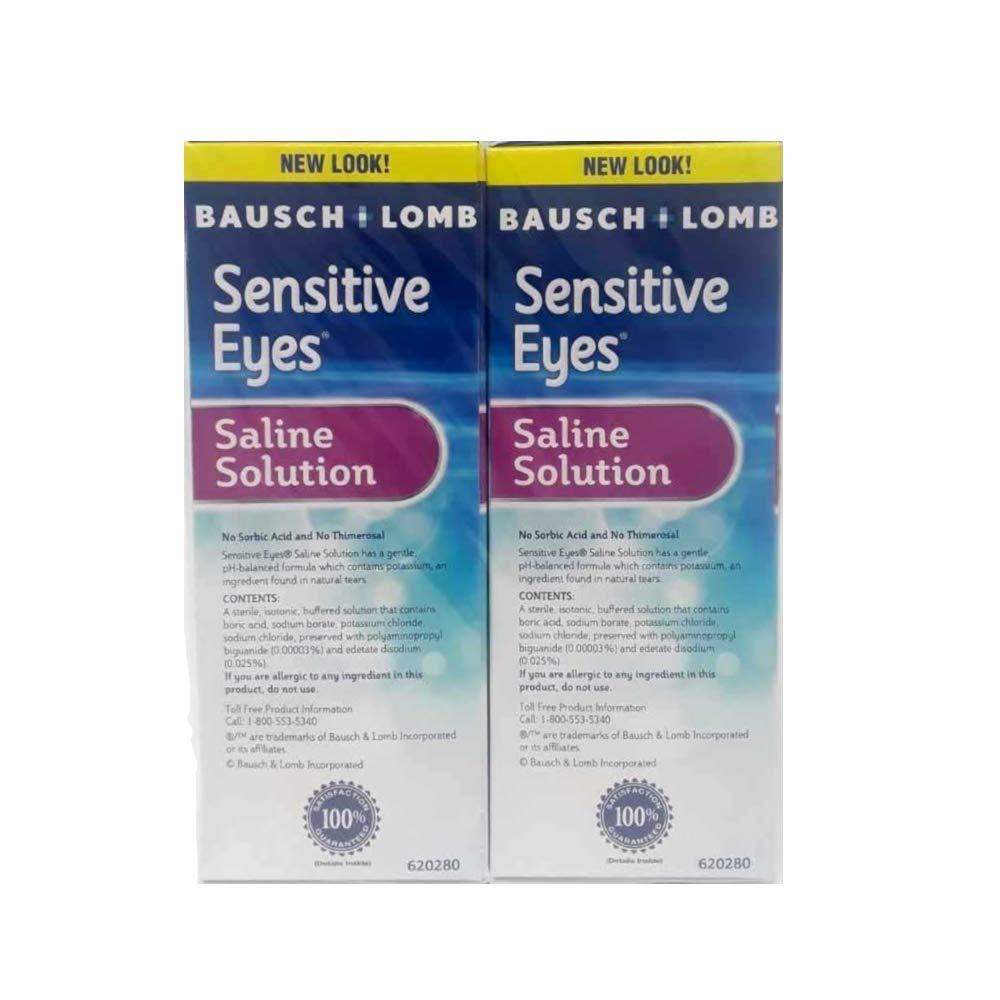 Bausch + Lomb Sensitive Eyes Plus Saline Solution, 12 Fluid Ounce (Pack of 12)