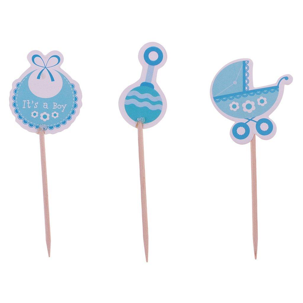 Inzopo Pack of 18 It'a a Girl or Boy Cake Topper Baby Shower Christening Party Cupcake Picks - It's a Boy, One Size