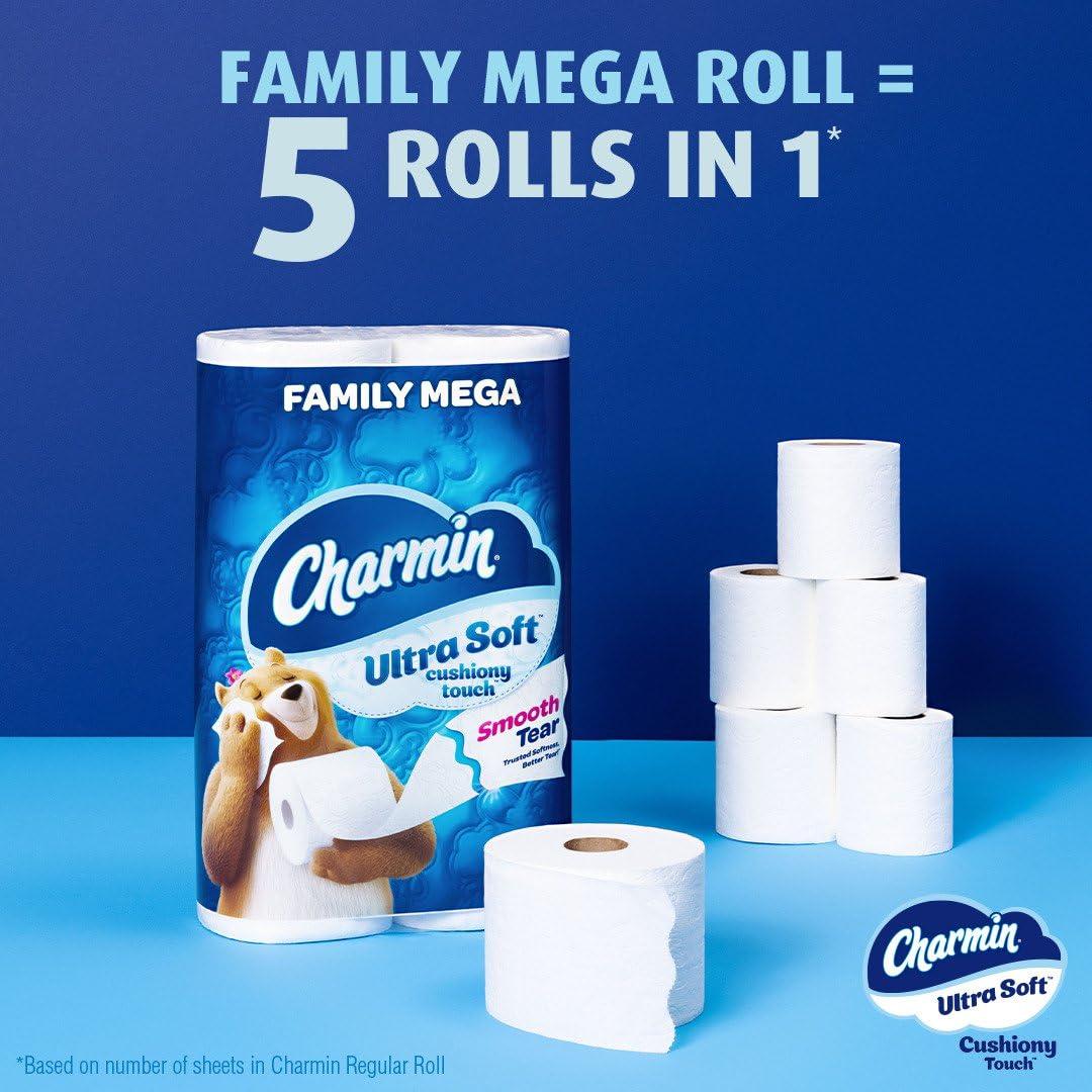 Charmin Charmin Toilet Paper Ultra Soft Cushiony Touch, 30 Family Mega Rolls = 153 Regular Rolls