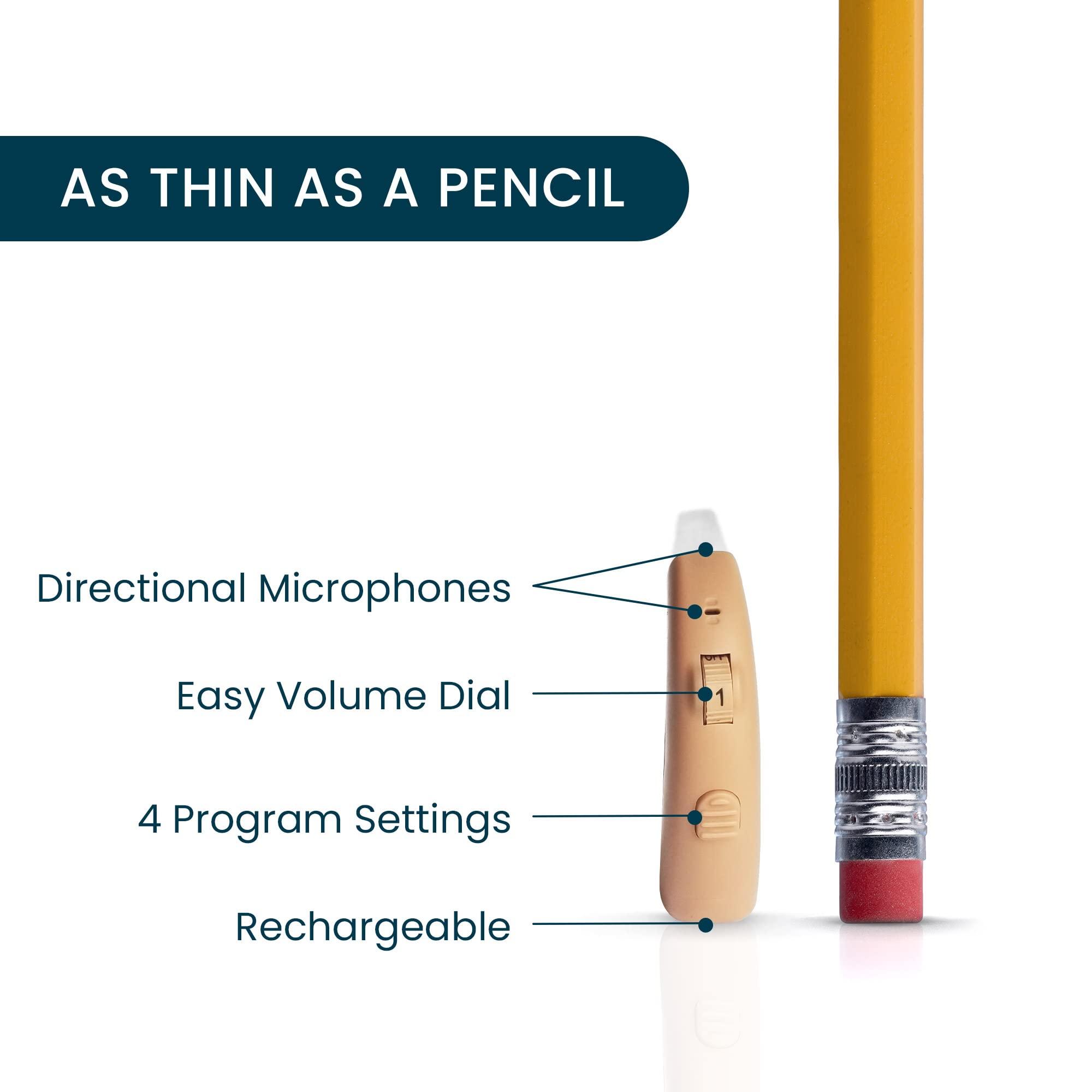 MDHearing MDHearing VOLT OTC Hearing Aids for Seniors, Doctor-Designed Rechargeable, 2 Directional Microphones, 4 Audio Settings, Fits with Glasses, Deluxe Charger Included 