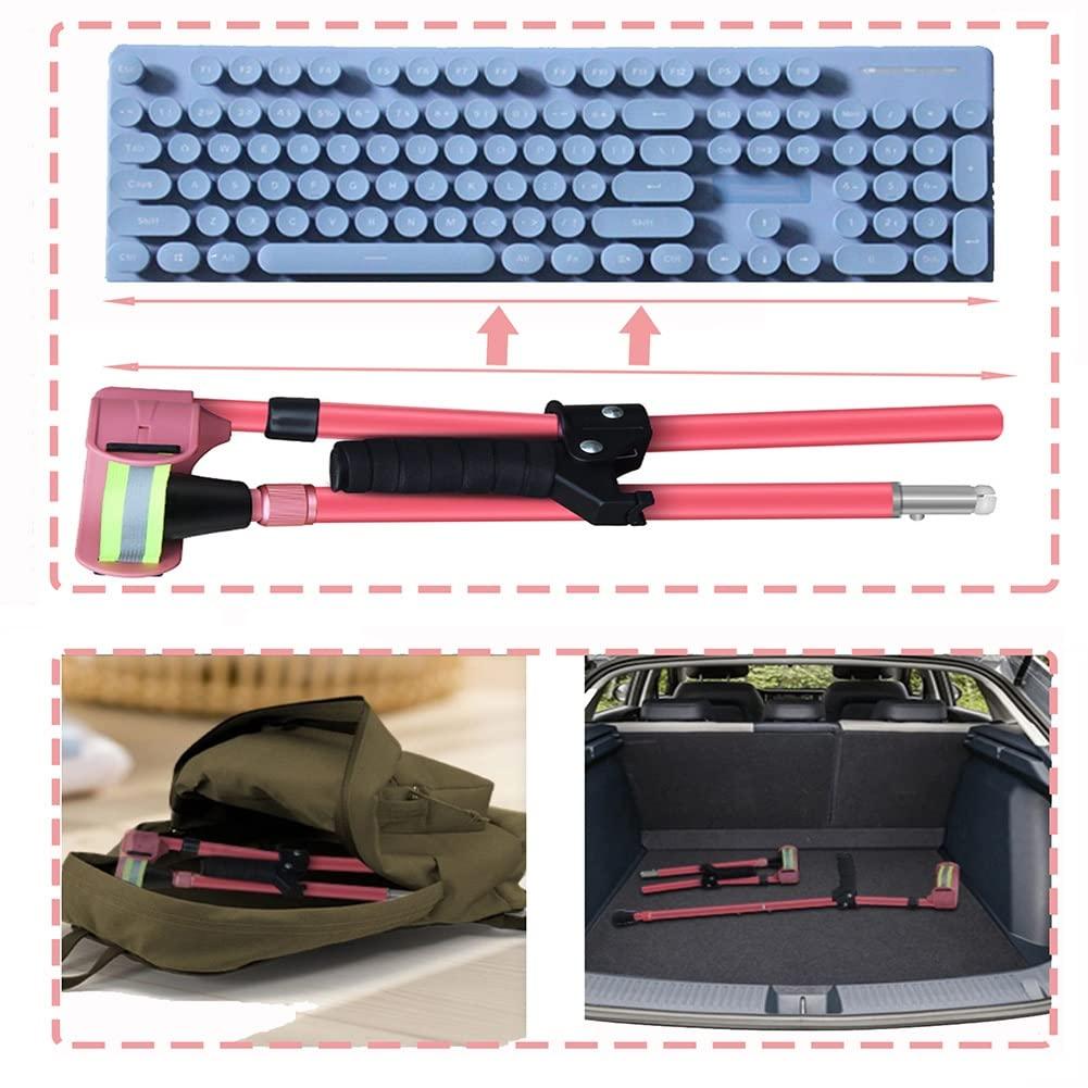 XYBI Store Pink Children's Folding Crutches, Adjustable Forearm Crutches, Medical Aluminum Elbow Crutches with Reflective Cuffs, Rehabilitation Care Crutches