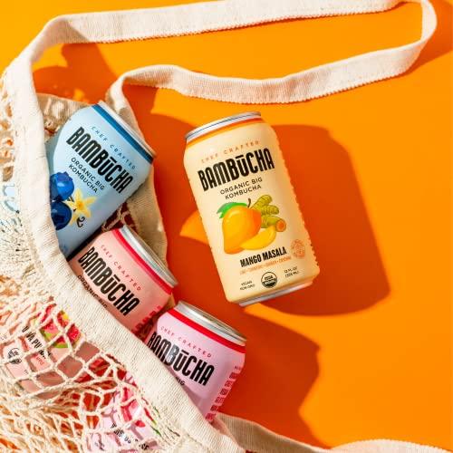 Bambucha Kombucha Bambucha Kombucha Variety 12 Pack Case | Chef Crafted Flavors, 100% Raw Kombucha Live Cultured Tea Drink | Organic, Vegan, Gluten Free, Non GMO, Probiotic (12 Fl Oz Cans)