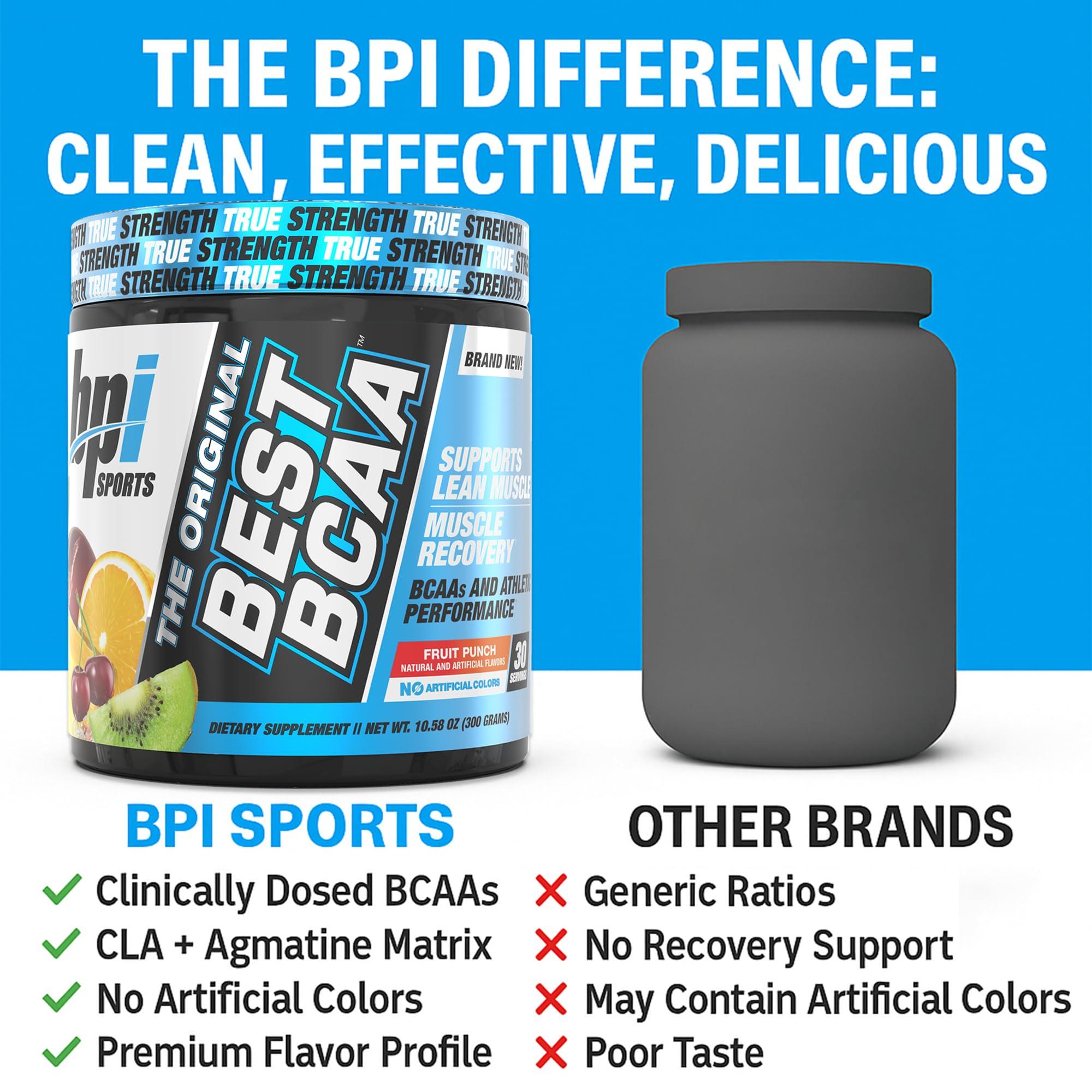 BPI Sports BPI Sports Best BCAA - BCAA Powder - Branched Chain Amino Acids - Muscle Recovery - Muscle Protein Synthesis - Lean Muscle - Improved Performance - Hydration - Fruit Punch - 30 Servings - 10.58 oz.