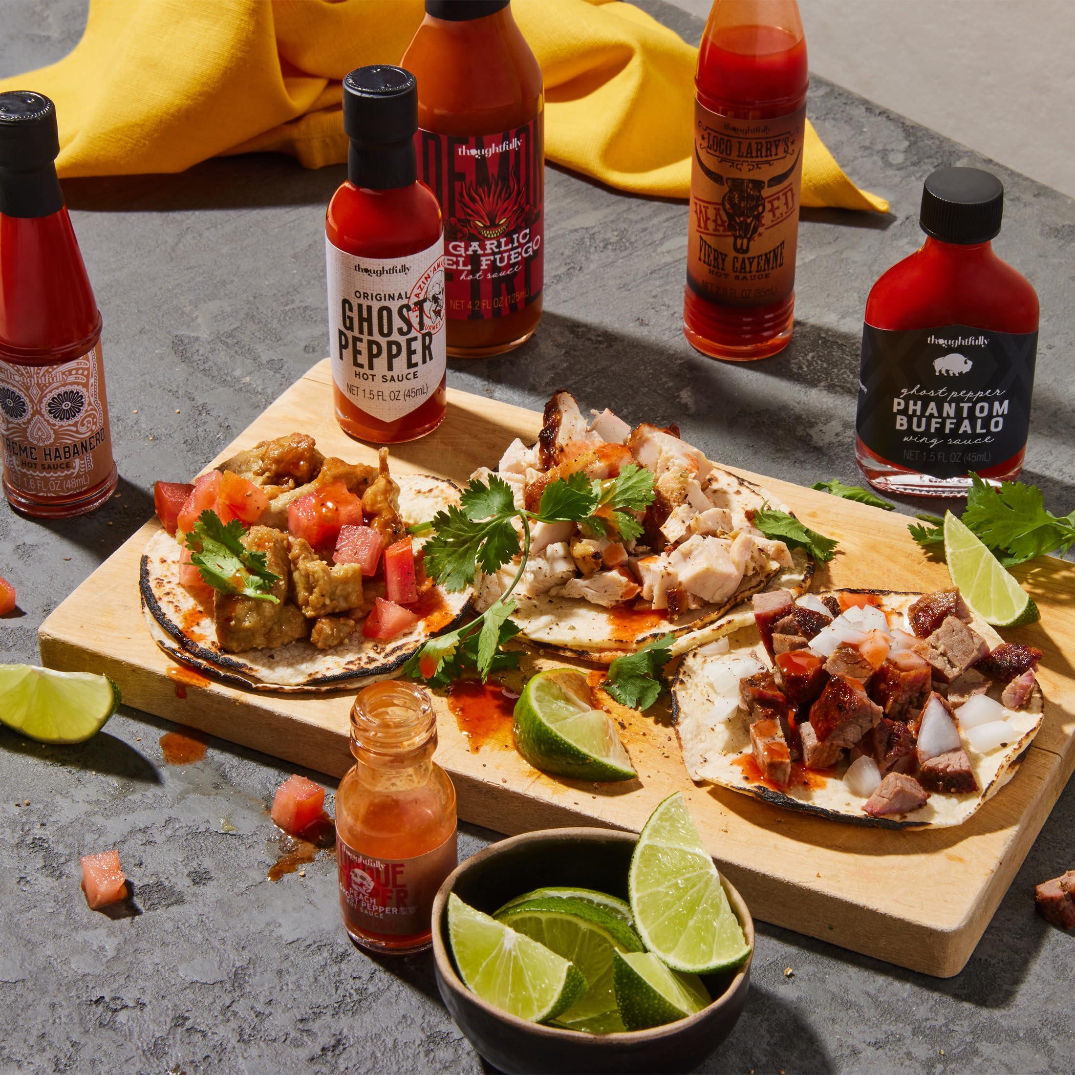 Thoughtfully Thoughtfully Gourmet, Hot Sauce Challenge Set, Hot Sauce Variety Pack Includes Hot Sauces from Mild To Extreme Flavors, Unique Gifts for Men, Set of 10