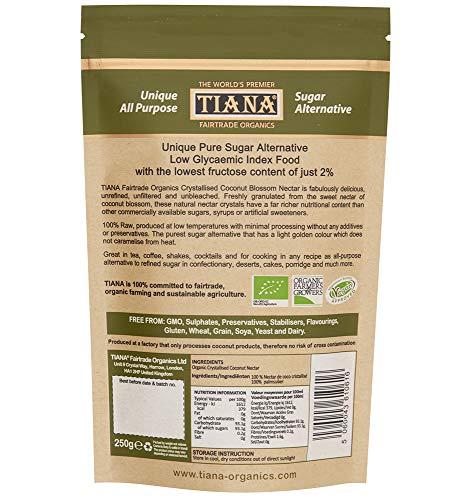 GroceryLand TIANA Premium Organic Crystallised Raw Coconut Nectar 250g - Pack of 2