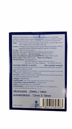 Watson's 4 Packs of Watsons Comfort Plasters. Latex Free, Soft, Breathable, Sterile. (Size of Each Plaster: 72mm x 19mm.) (20 plasters/Pack)