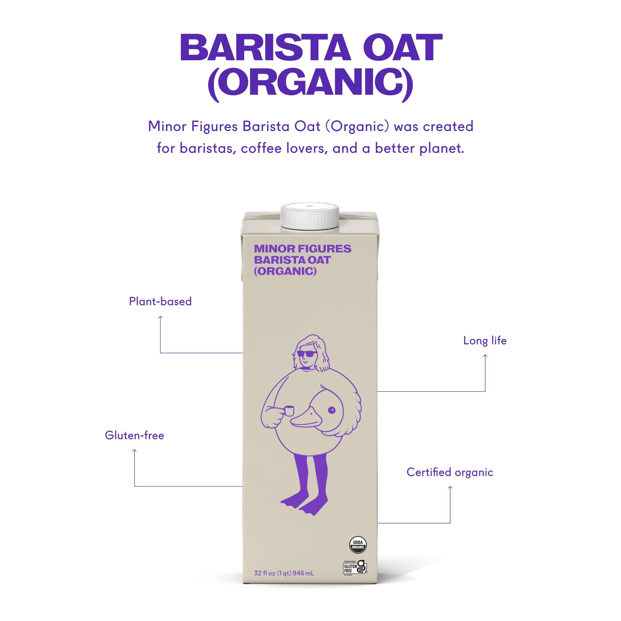 Minor Figures Minor Figures - Oat Milk - Organic - Barista Standard - 32 Oz - 6 Pack - Non Gmo - Plant Based - Vegan - Dairy Free - Shelf Stable - Unsweetened