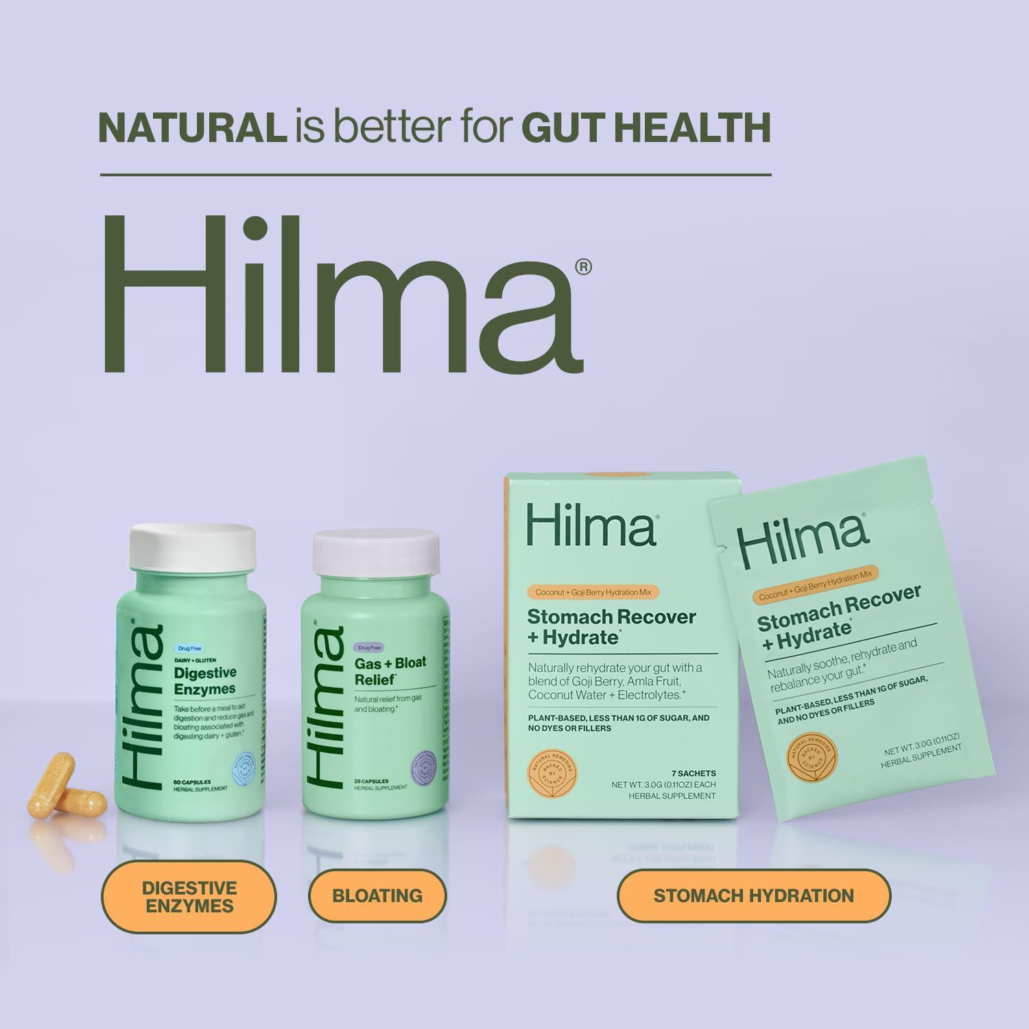 Hilma Hilma Digestive Enzymes for Women, Bloating Relief with Turmeric, Dandelion Root and Gluten Digestive Enzymes, Natural Gluten and Dairy Relief Pills, 60 Vegan Capsules