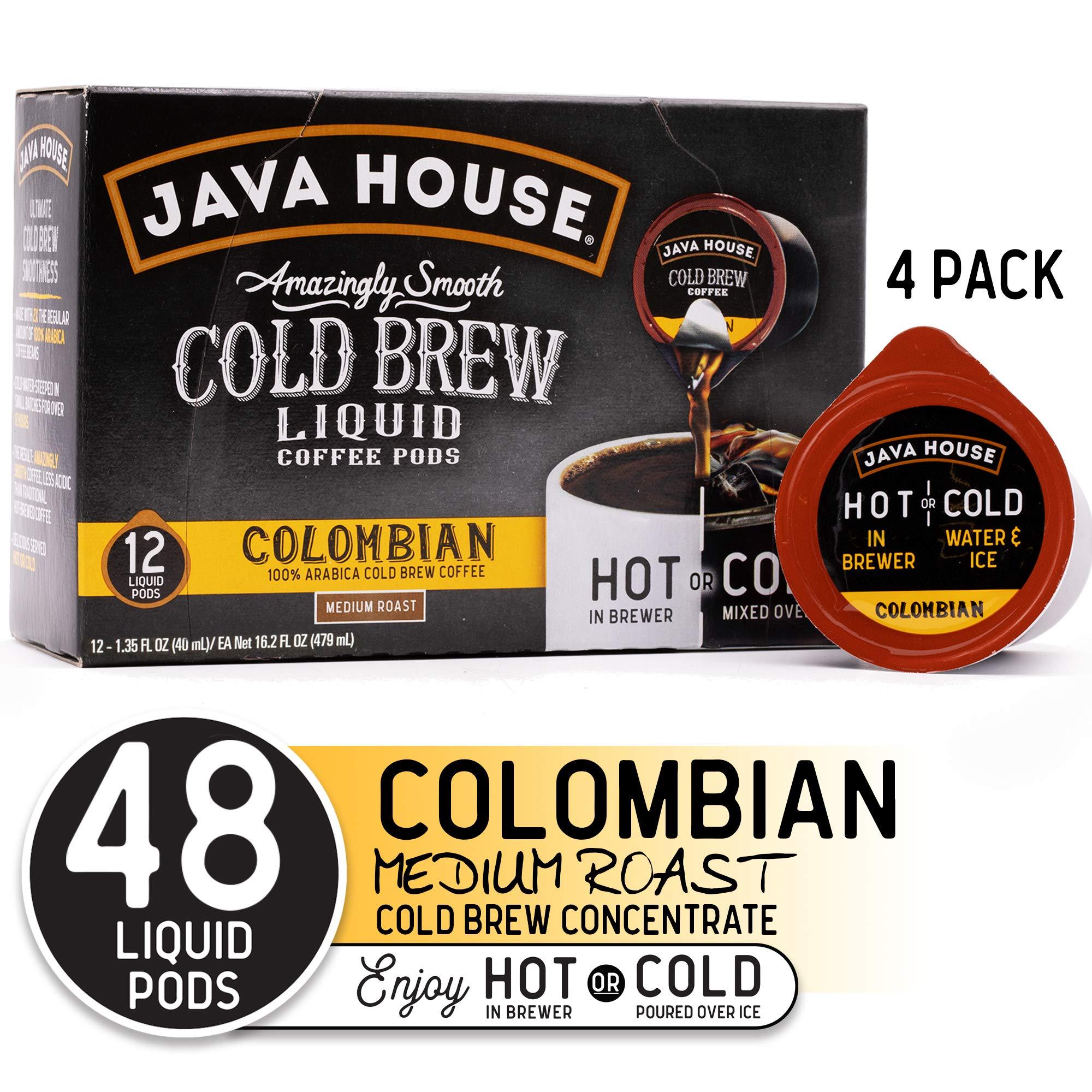 Java House JAVA HOUSE Medium Roast Colombian Cold Brew Pods, (48 Count) Peel and Pour Pods Hot or Iced Instant Coffee Concentrate