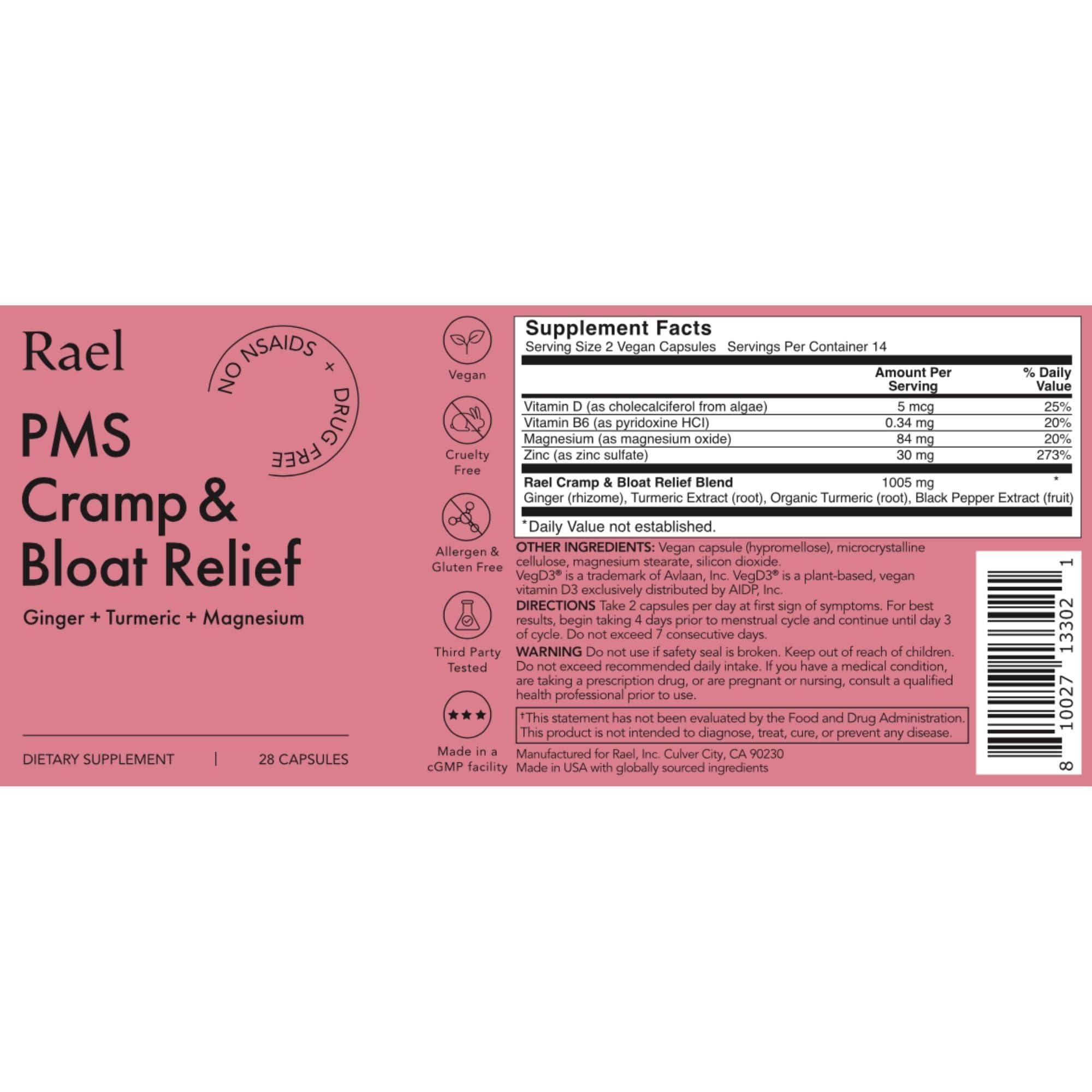 Rael Rael Bundle - Disposable Underwear (Size S-M, 10 Count) & PMS Supplement for Women (28 Capsules)