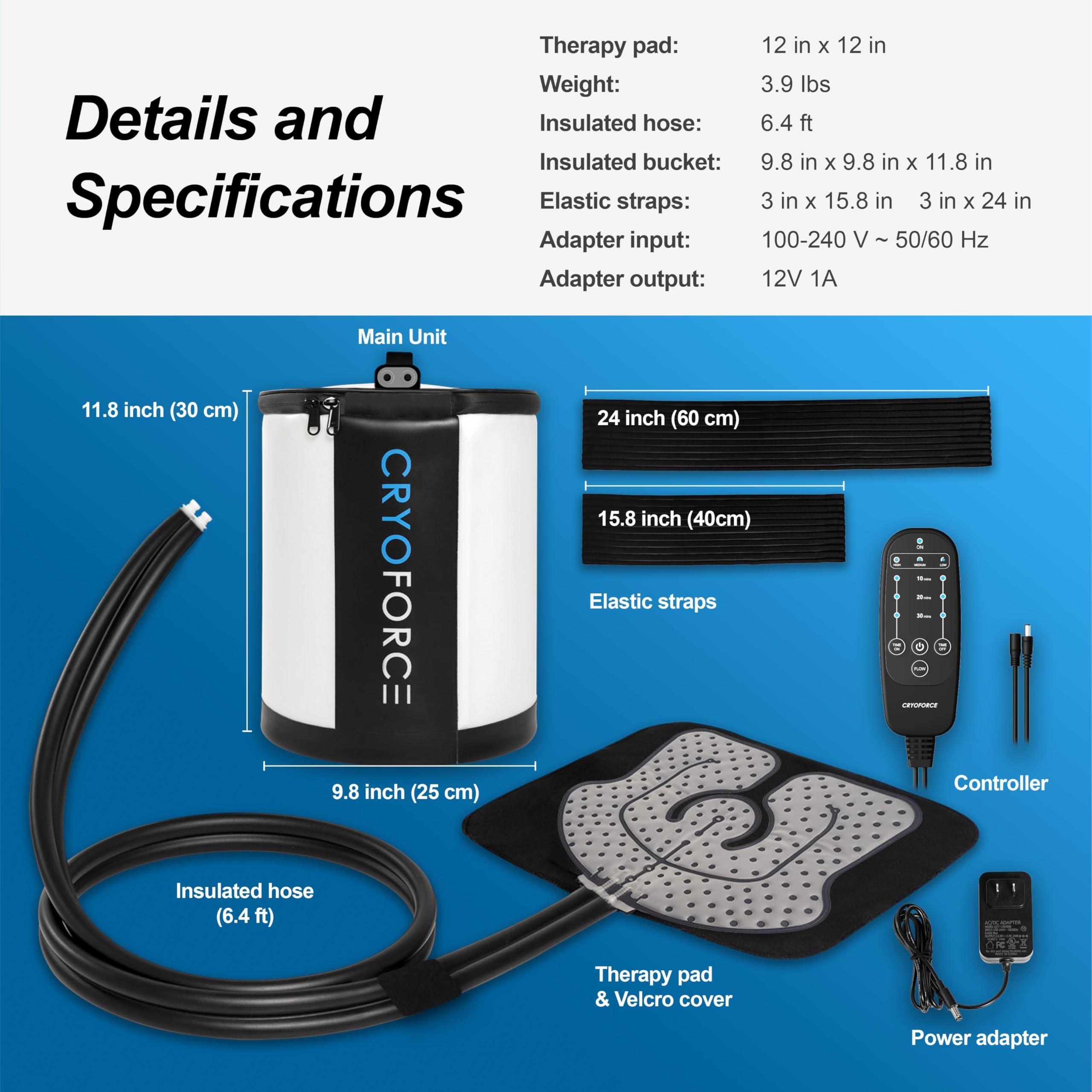 CRYOFORCE CRYOFORCE Home Cold Therapy Machine, Ice Therapy Machine with Smart Timer, Ice Machine for Knee Replacement, ACL, MCL Post-Surgery Recovery, Pain Relief, for Sport Injuries, Sprains, Reduce Swelling