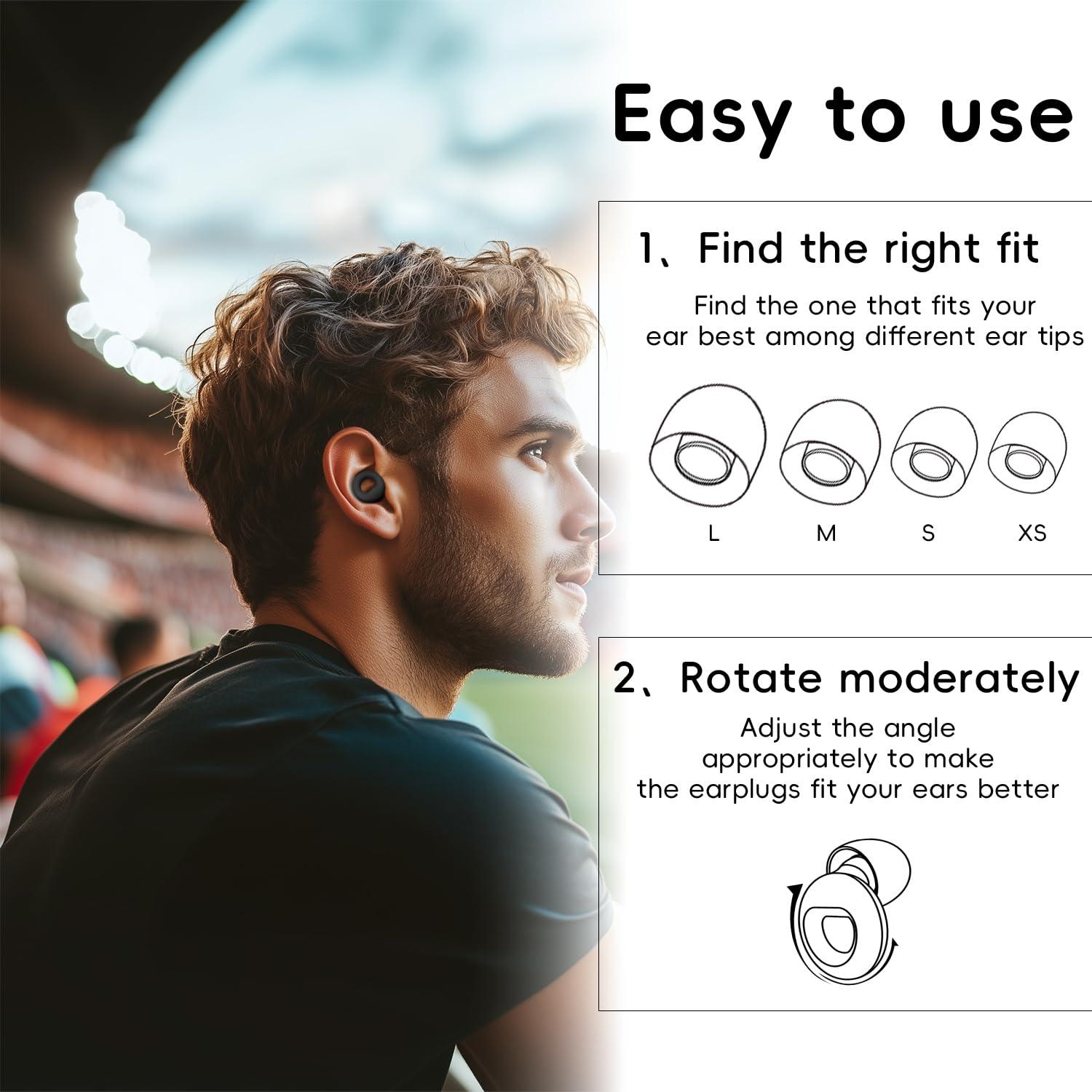 DPZZ Noise Canceling Earplugs for Sleep and Concentration New Flexible Earplugs for Better Attenuation 2 Pair Reusable Deal for Side Sleepers &Noise Sensitive Person 27dB Noise CancellationBlack