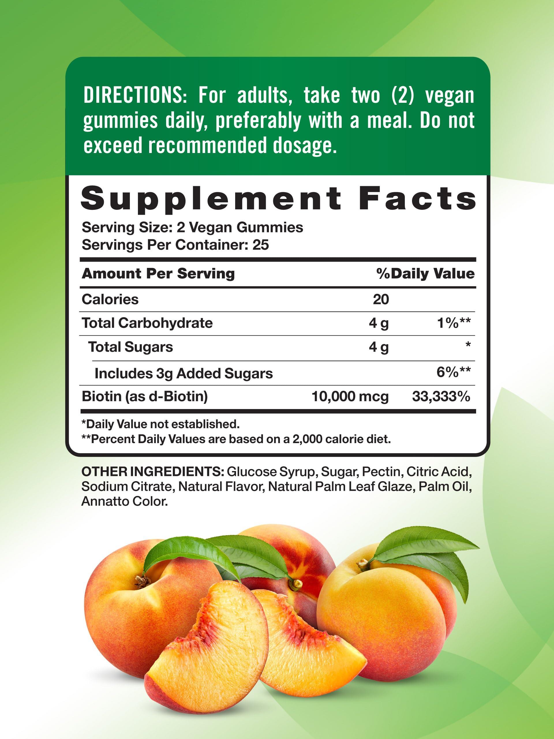 Nature\'s Truth Nature\'s Truth Biotin Gummies | 10000mcg | 50 Count | Vegan, Non-GMO & Gluten Free Supplement | Peach Flavor