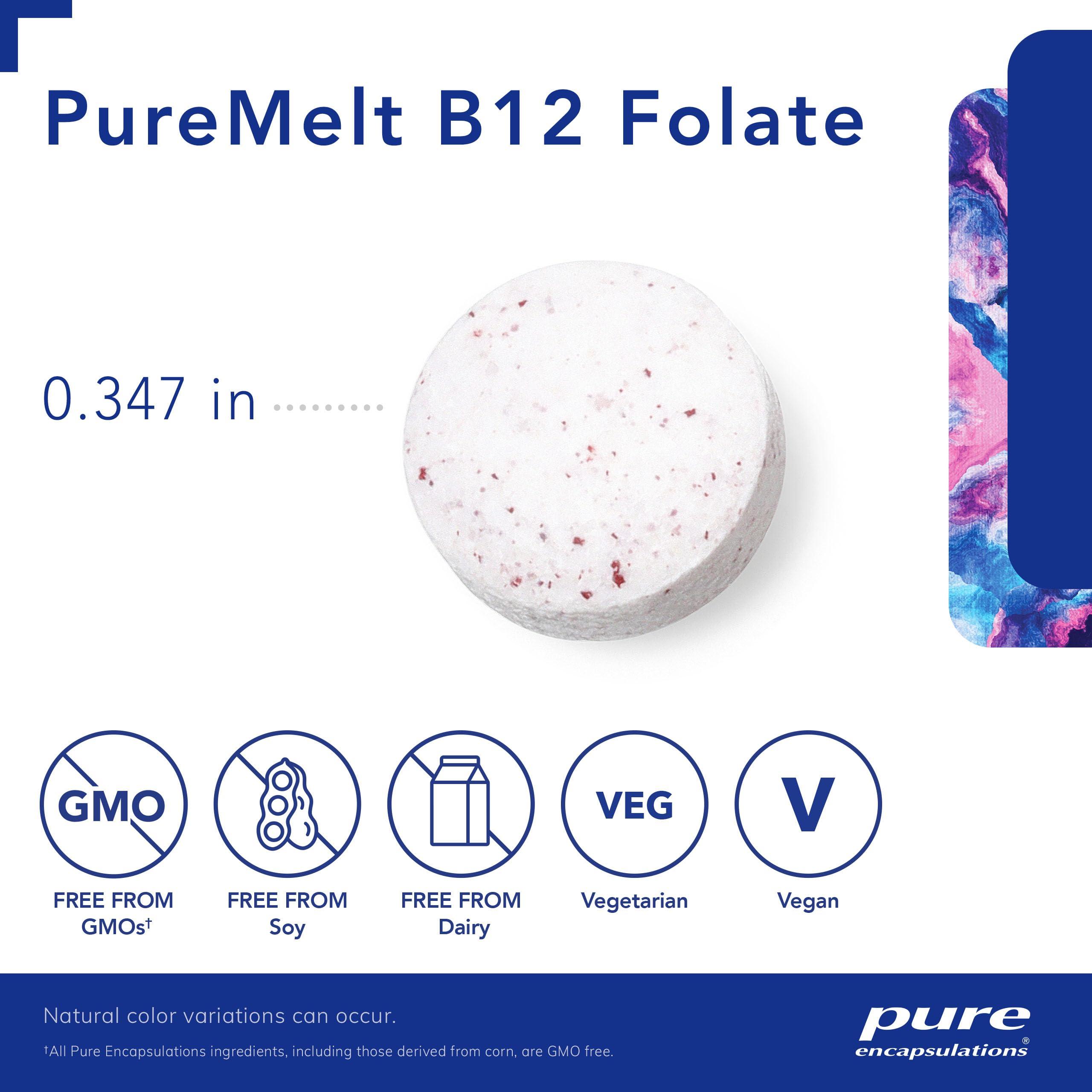Pure Encapsulations Pure Encapsulations PureMelt B12 Folate - Active B Vitamin with L-5-MTHF - Metabolism Support & Red Blood Cell Function* - Non-GMO & Vegan - 90 Lozenges